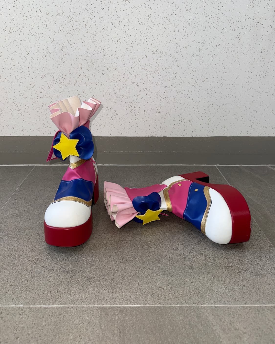 Pink star ribbon flat form boots 상품이미지3