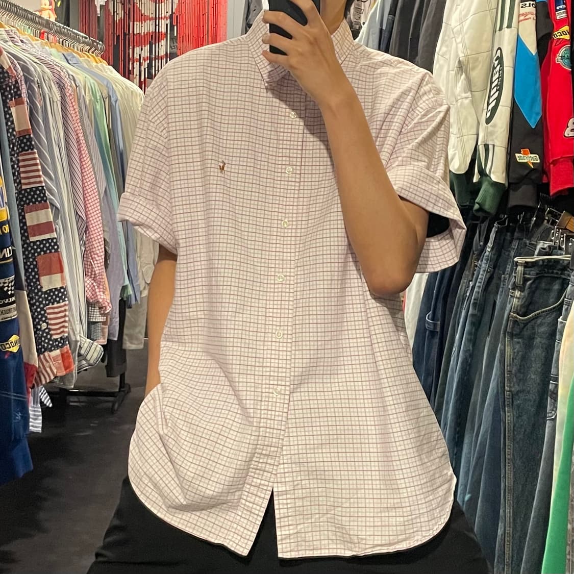 [IM] polo 폴로 옥스포드 핑크 체크 반팔셔츠 상품이미지1