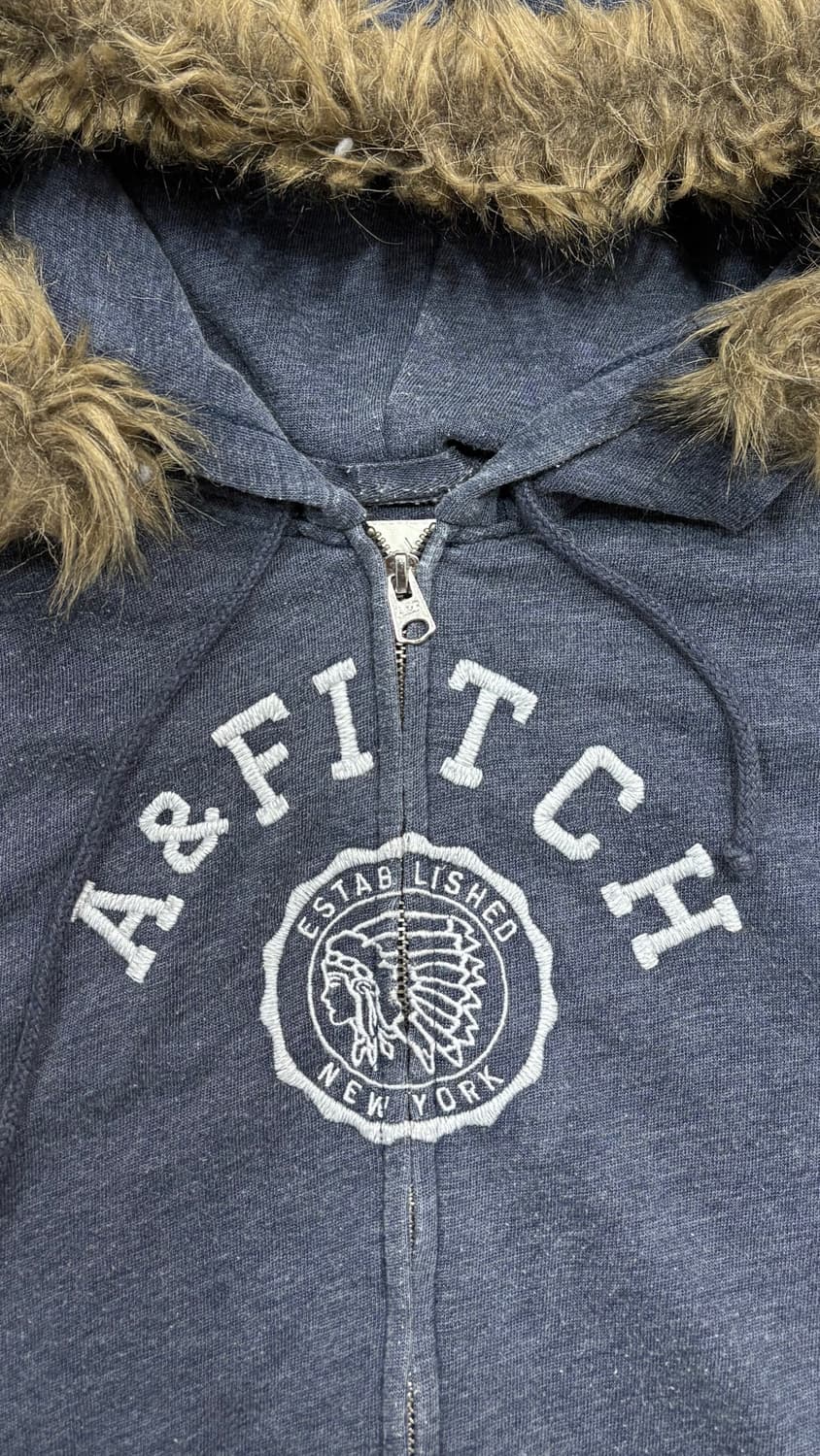 아베크롬비 A&F 울프죠 로고 퍼 트리밍 후드 집업 상품이미지3