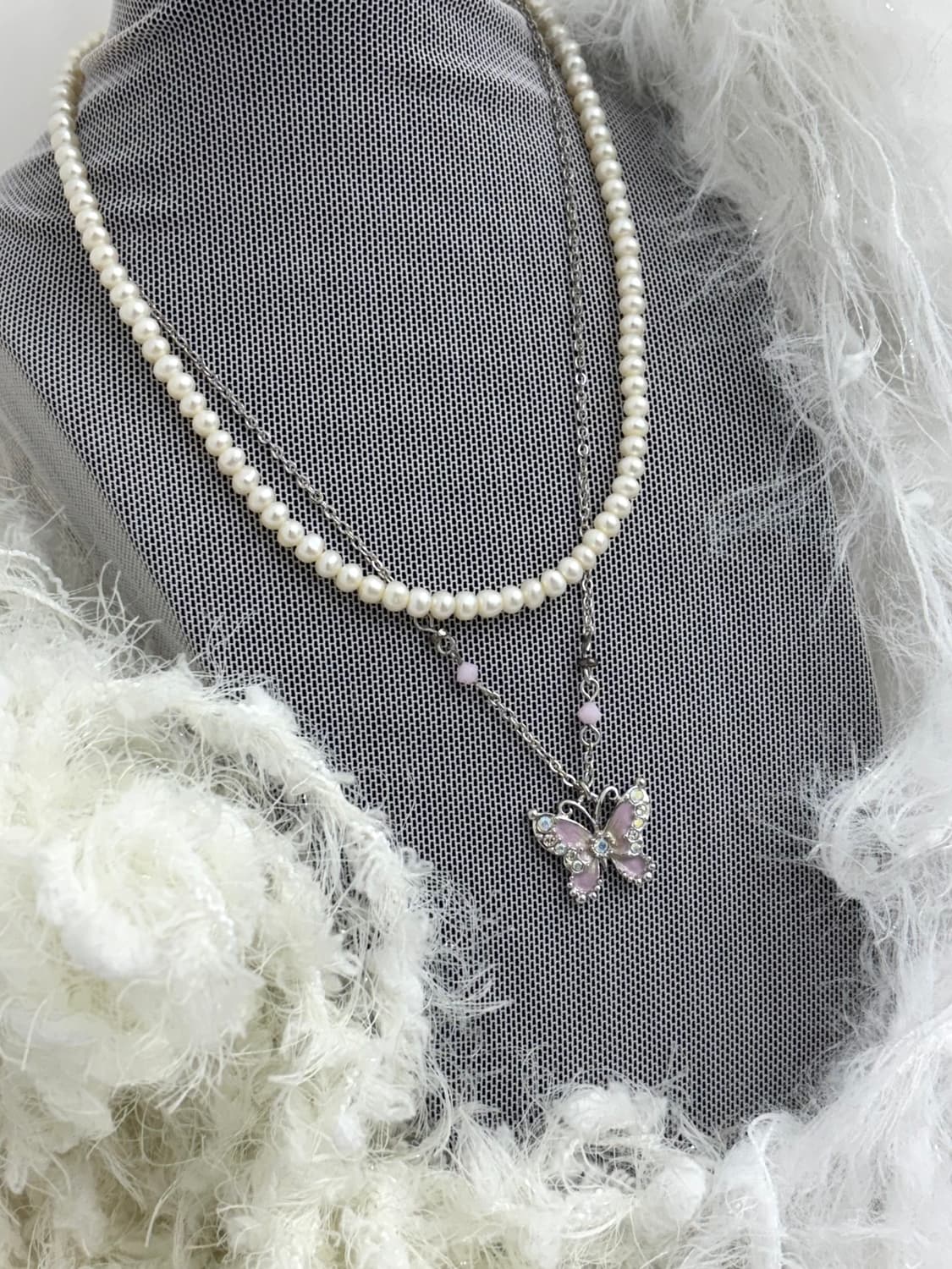 Anna Sui 나비 진주 이중 레이어드 목걸이 상품이미지2