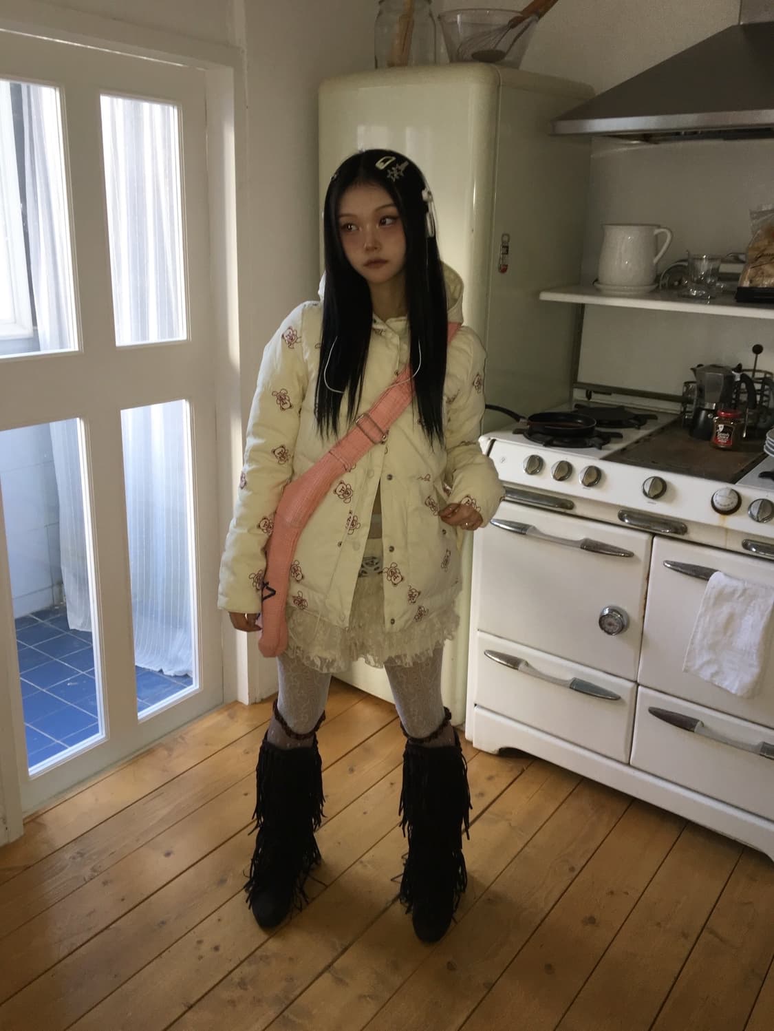 히스테릭글래머 퍽베어 크림핑크 패딩 상품이미지7