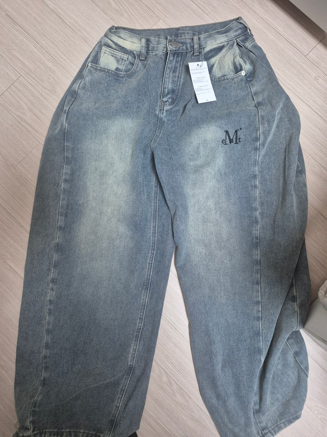 새상품)무센트 펜타 사이드 핀턱 데님 팬츠 남녀공용 상품이미지1