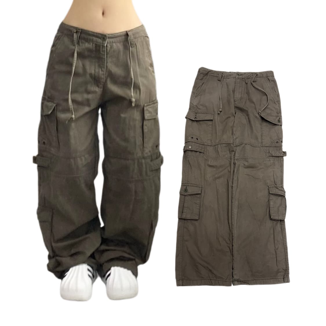 멀티포켓 Y2K 탄창 밀리터리 빈티지 와이드 카고팬츠 상품이미지1