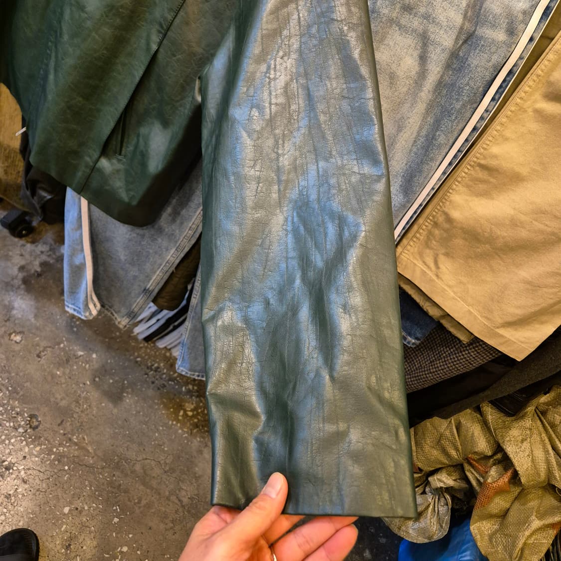 FREE 청록색 오버핏 레더자켓  상품이미지10