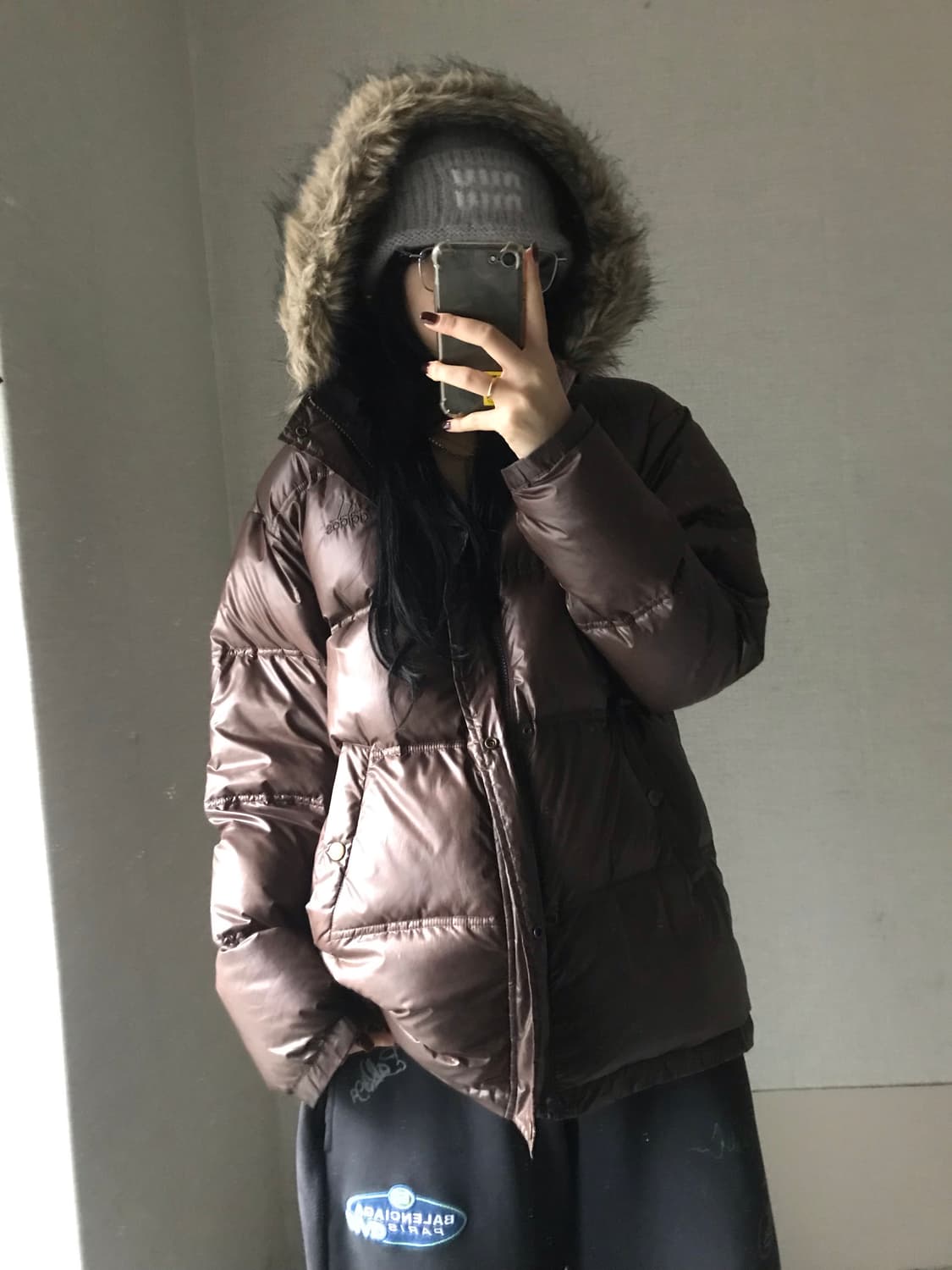 아디다스 초코브라운 울프죠 퍼패딩 상품이미지1