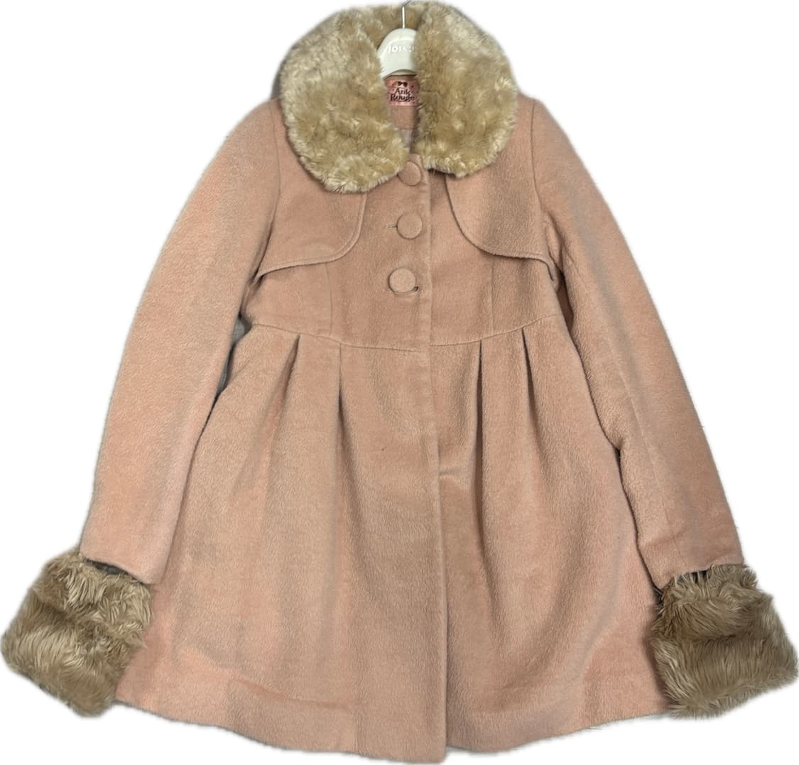 빈티지 히메갸루 갸루 앙크루즈 퍼 트림 핑크 코트 상품이미지2