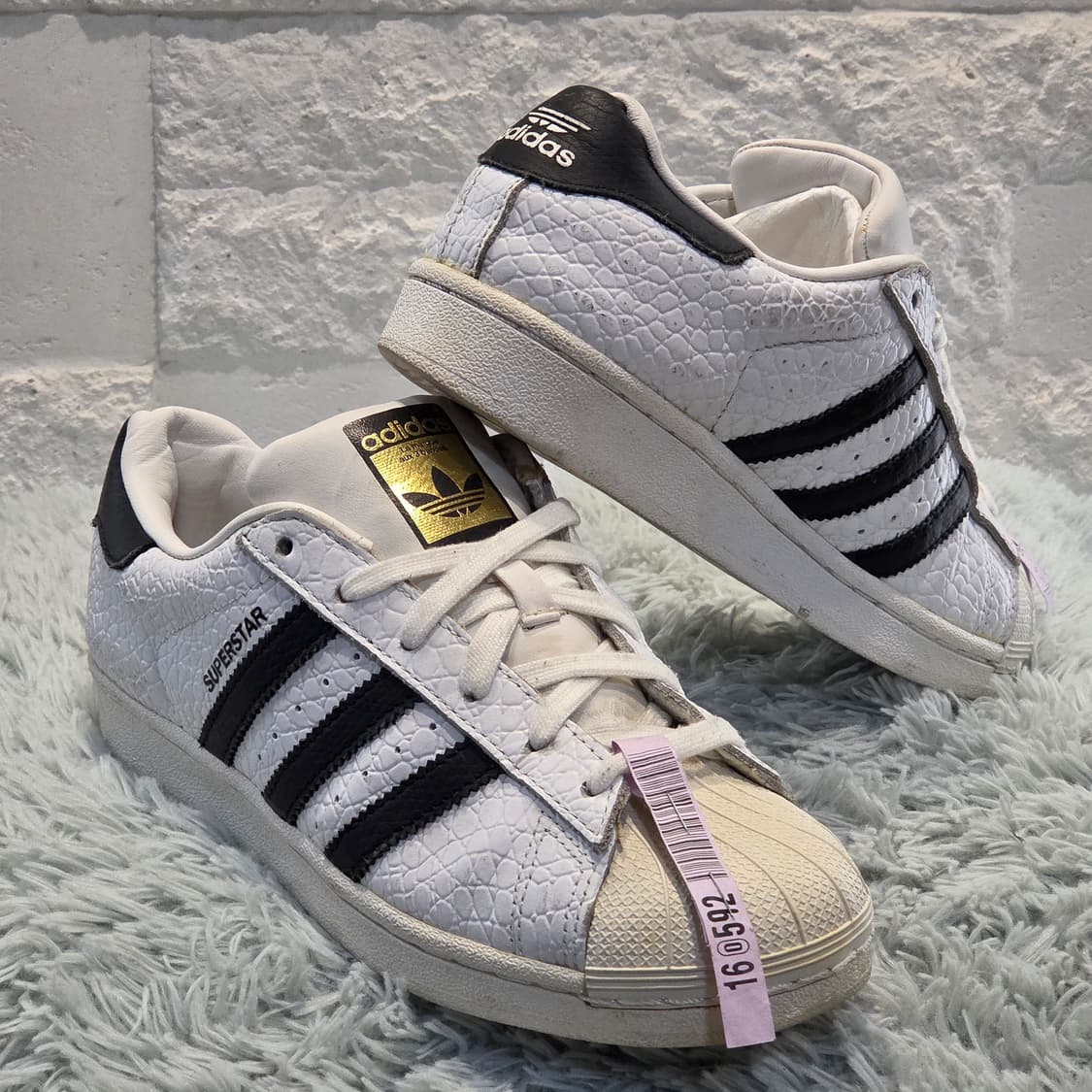 6a-7:아디다스 슈퍼스타 파이톤 패턴 화이트 블랙(225)-세탁 상품이미지4