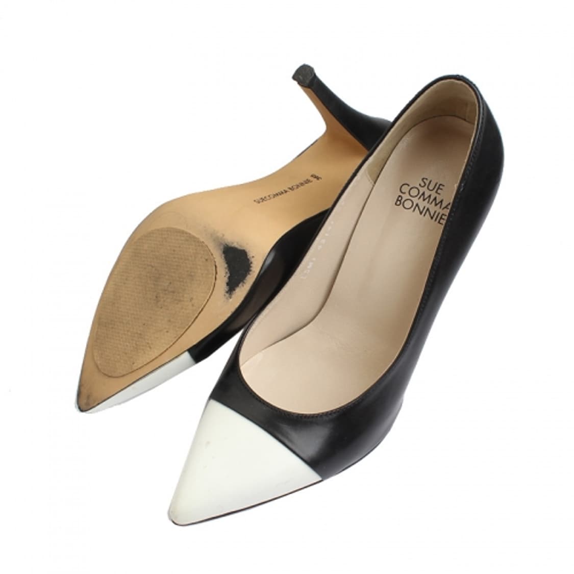 슈콤마보니 블랙 앤 화이트 레더 펌프스 (36.5) 상품이미지3
