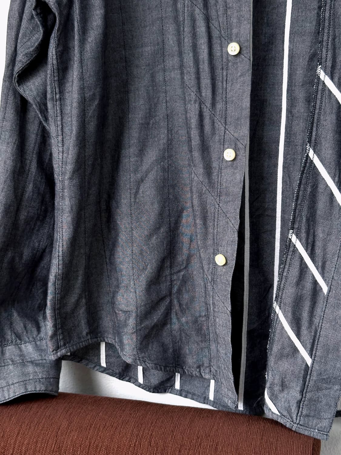 Cotton chambray panel cropped shirt 상품이미지4