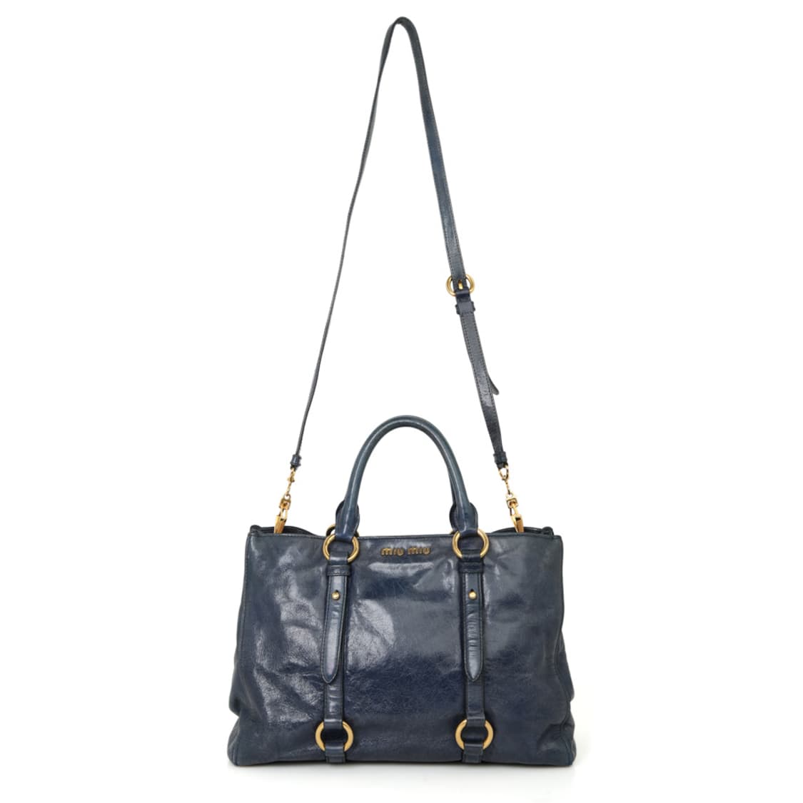 미우미우 비텔로 샤인 토트백 블루 보스턴 RN1037 상품이미지8