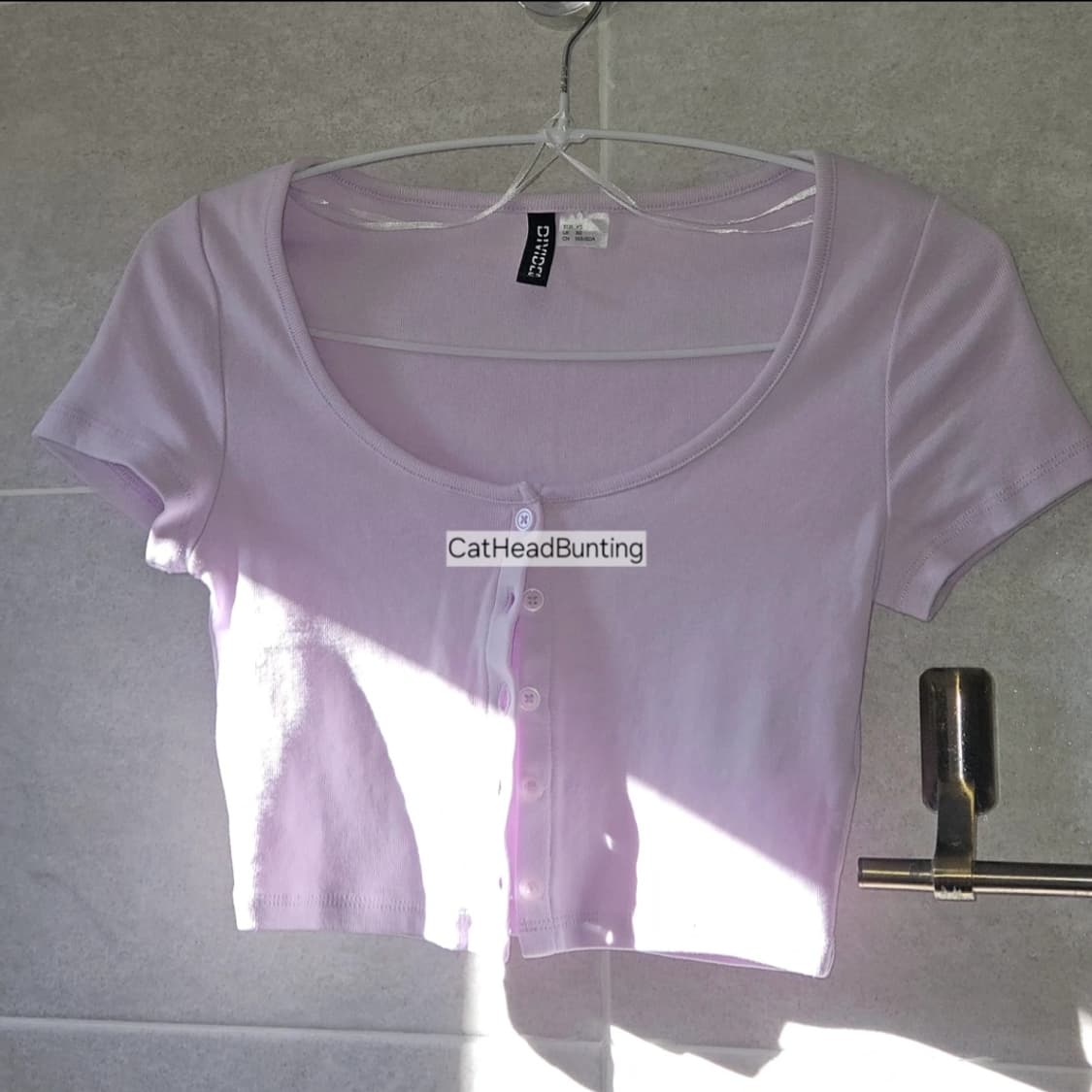 핀터무드 h&m 베이비 퍼플 반팔 가디건 크롭 탑_미착용 새상품 상품이미지1