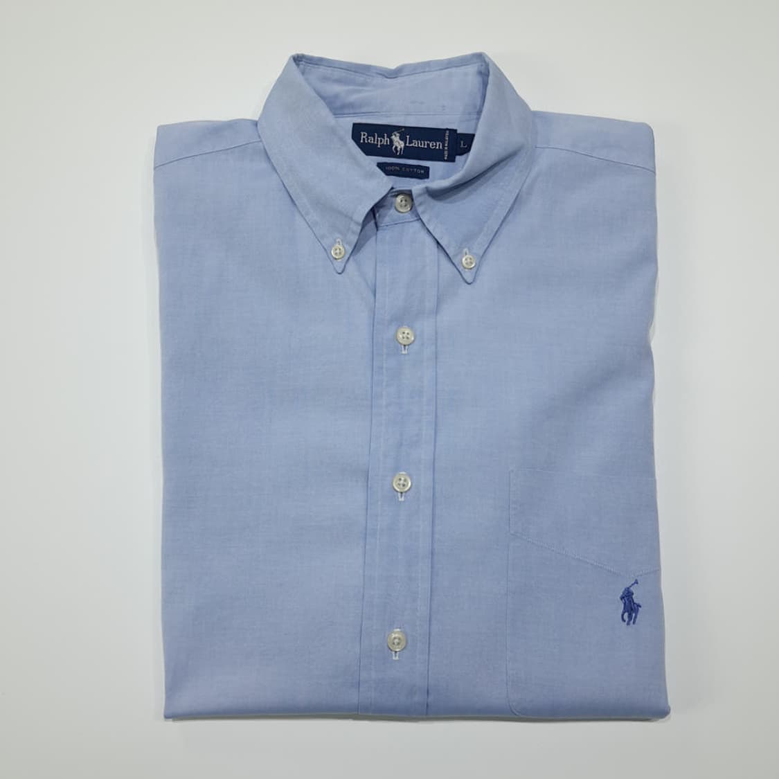 CL241L 폴로 90s 말레이시아판 옥스포드 라이트 블루 셔츠 남방 L 상품이미지8
