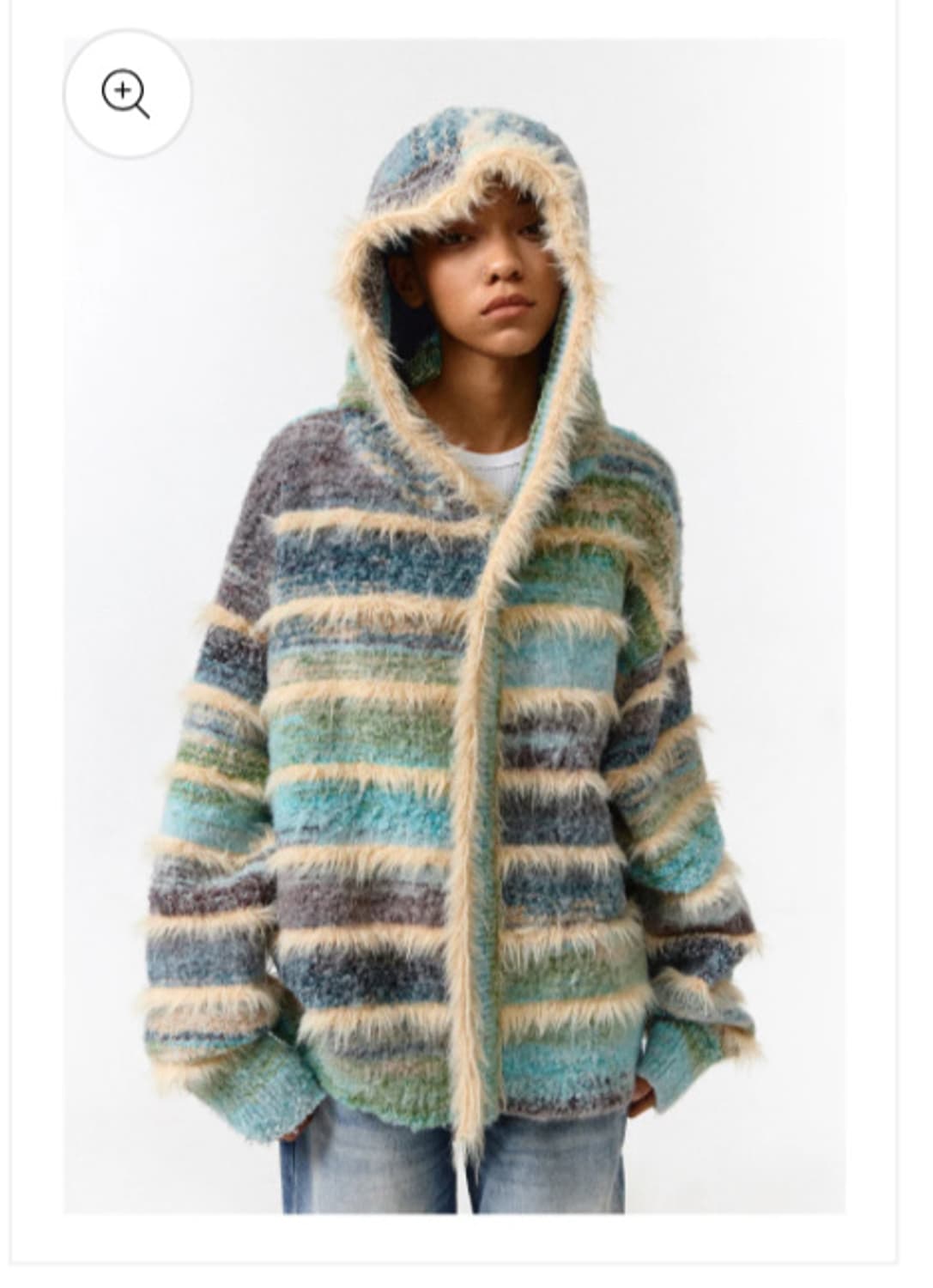 Gradient Stripe Hooded Knit Jacket 상품이미지1