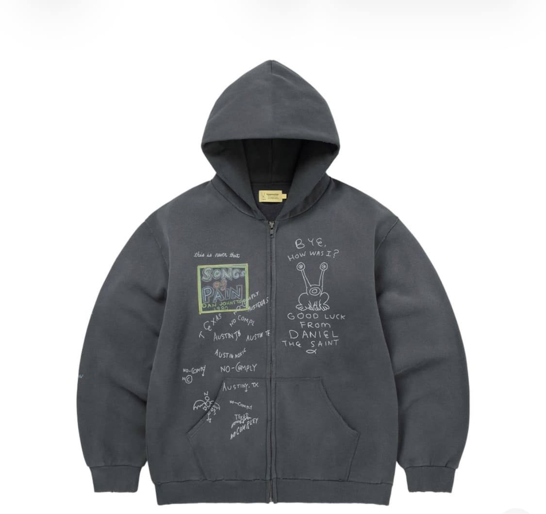 디스이즈네버댓 x 다니엘 존스턴 송즈 오브 페인 페이디드 집업 후드 오프 상품이미지1