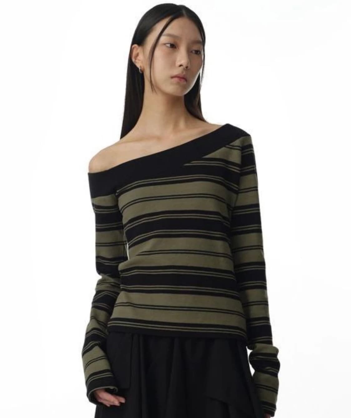 밀로 원숄더 스트라이프 티셔츠 상품이미지1