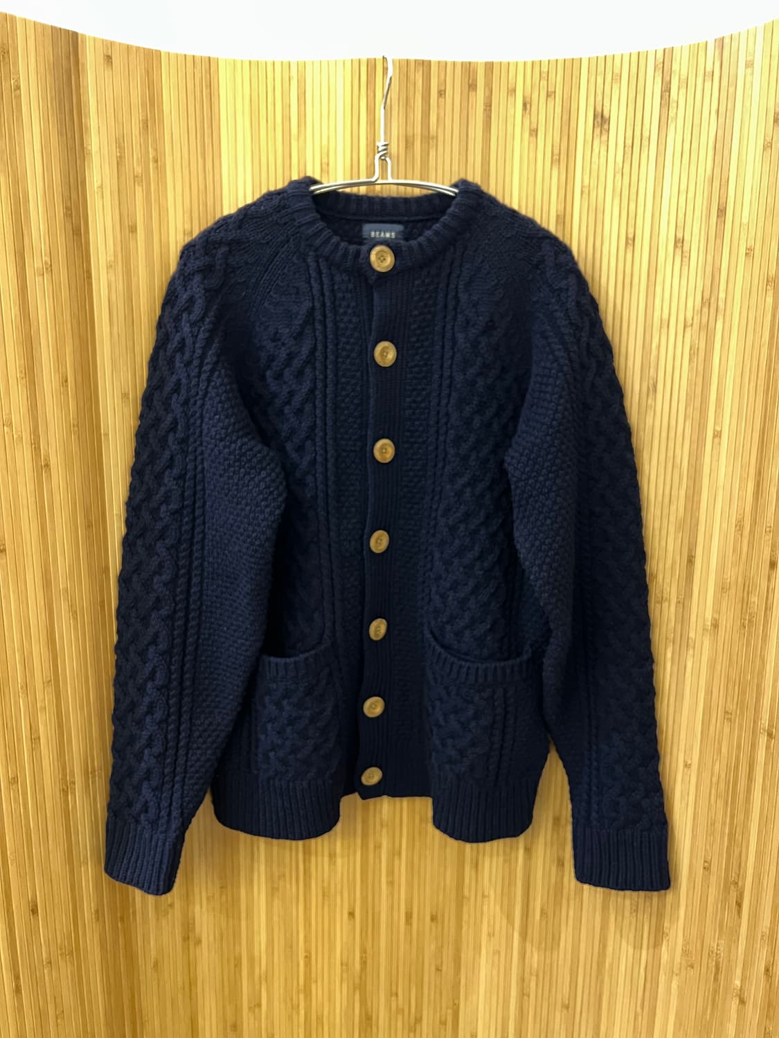 빔즈 BEAMS M사이즈 아란 니트 가디건 네이비 상품이미지1