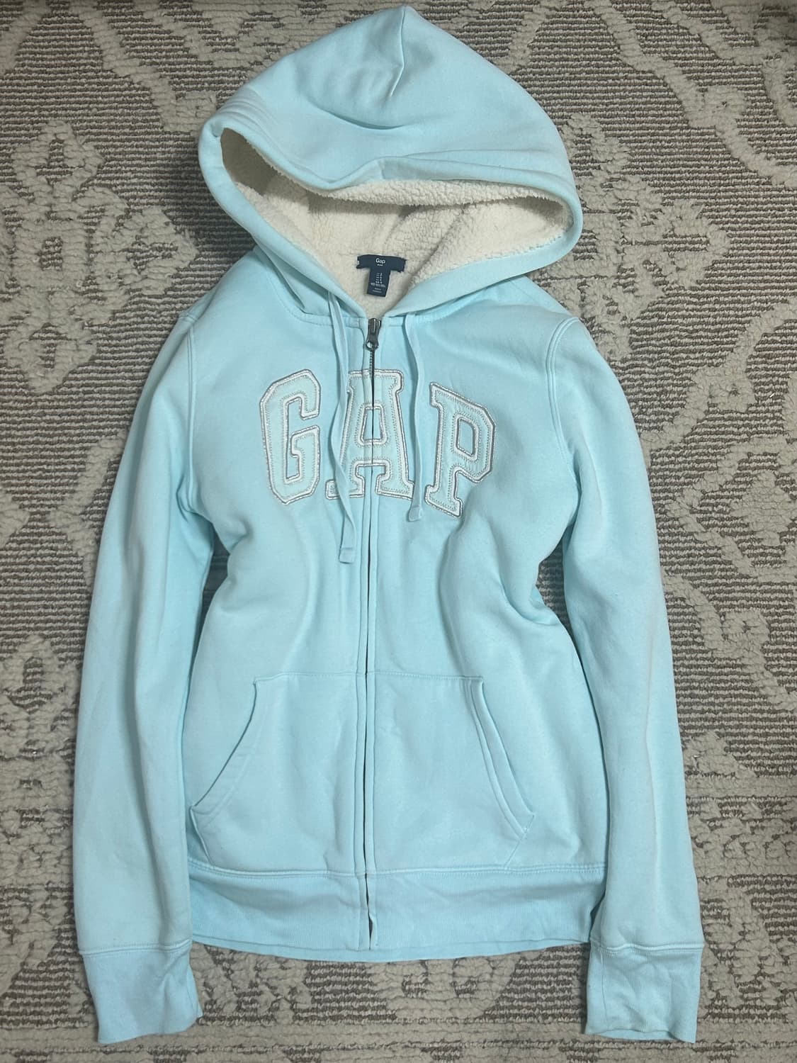 [유일대장] 갭 스카이블루 소라색 양털 후드집업 울프죠 상품이미지1