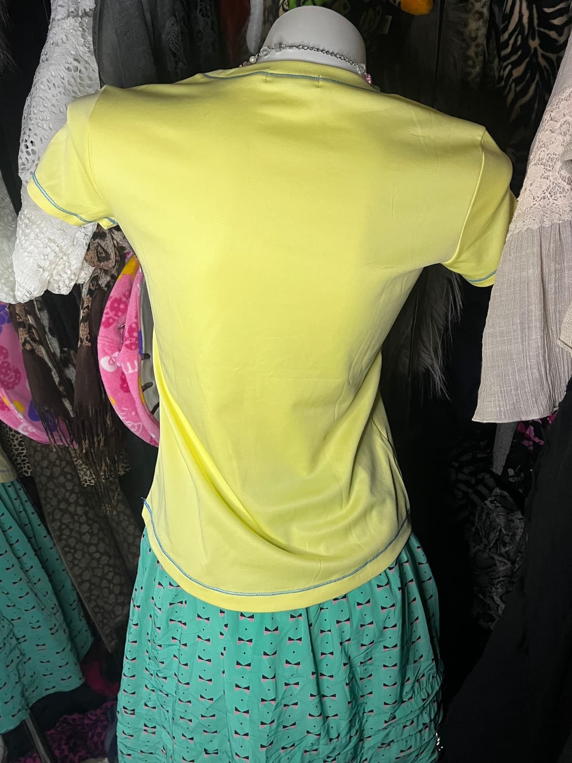 y2k 르꼬끄 옐로우 스포츠 반팔탑 상품이미지2