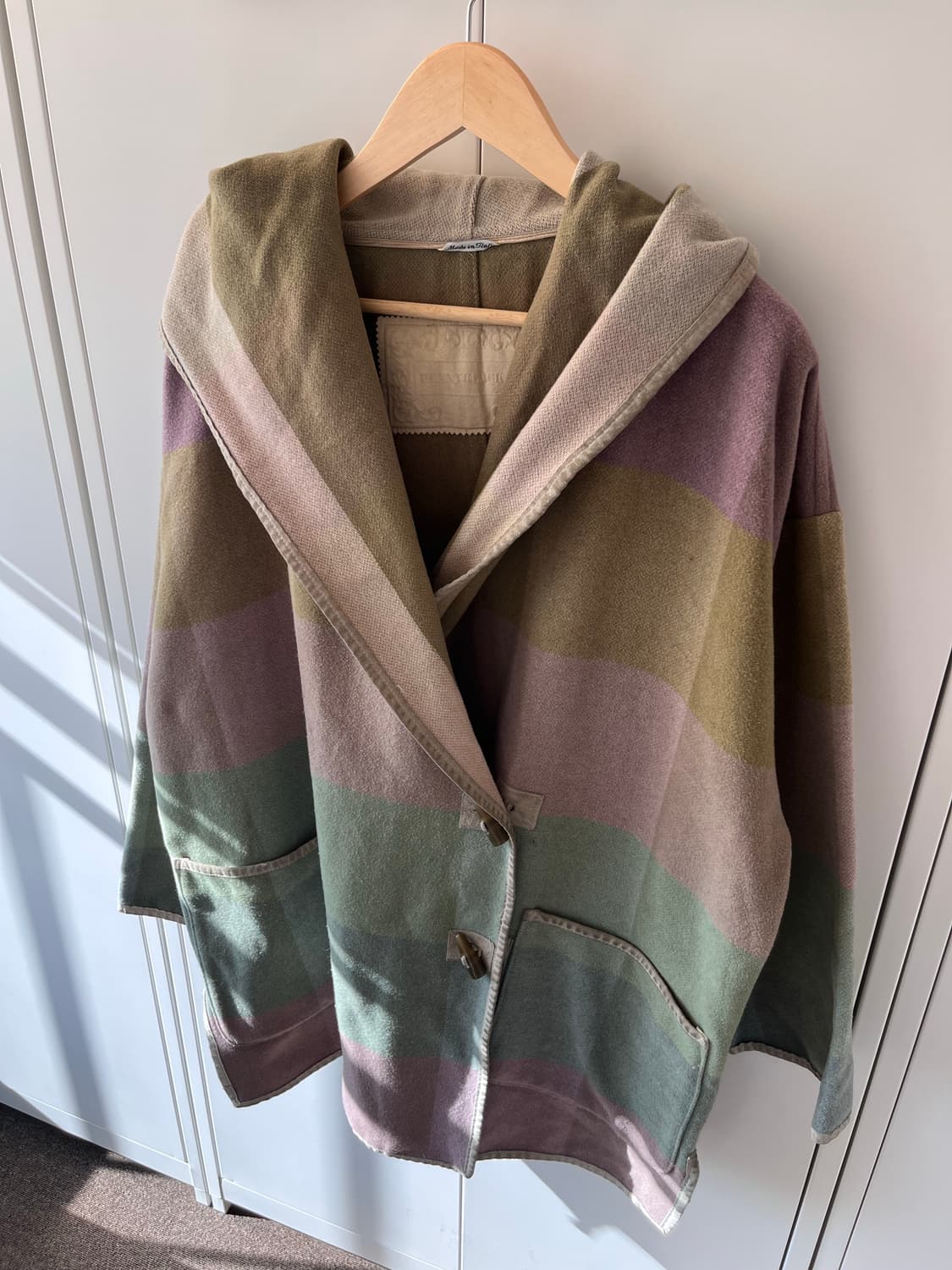 Vintage  후드 케이프형 투버튼 더플 코트 상품이미지3