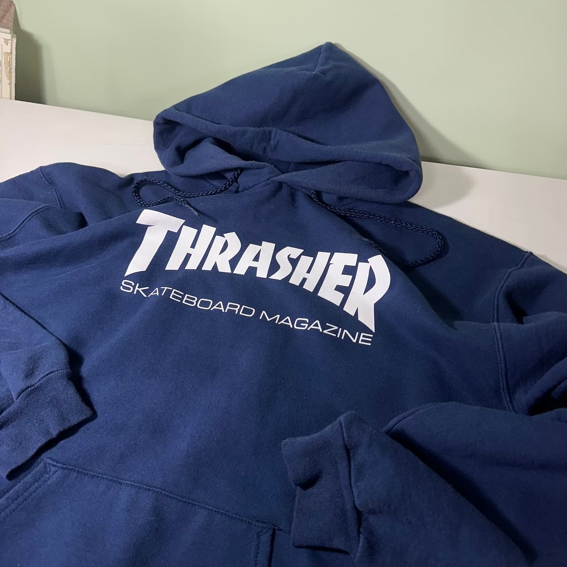 M 트레셔 메이드인온두라스 네이비 빅프린팅로고 스웻후드티 상품이미지1