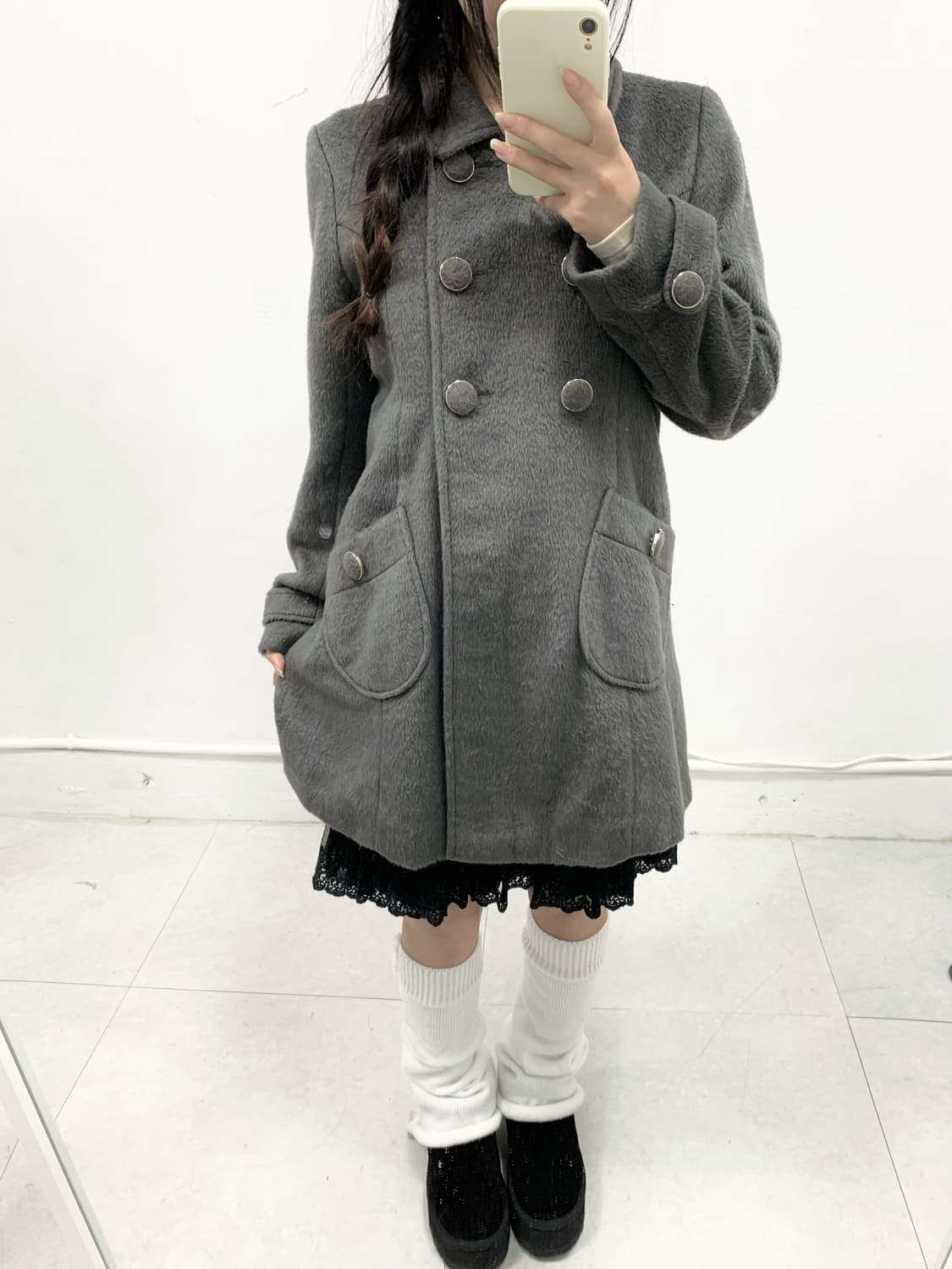 도쿄 걸 플러피 차콜 코트 상품이미지4
