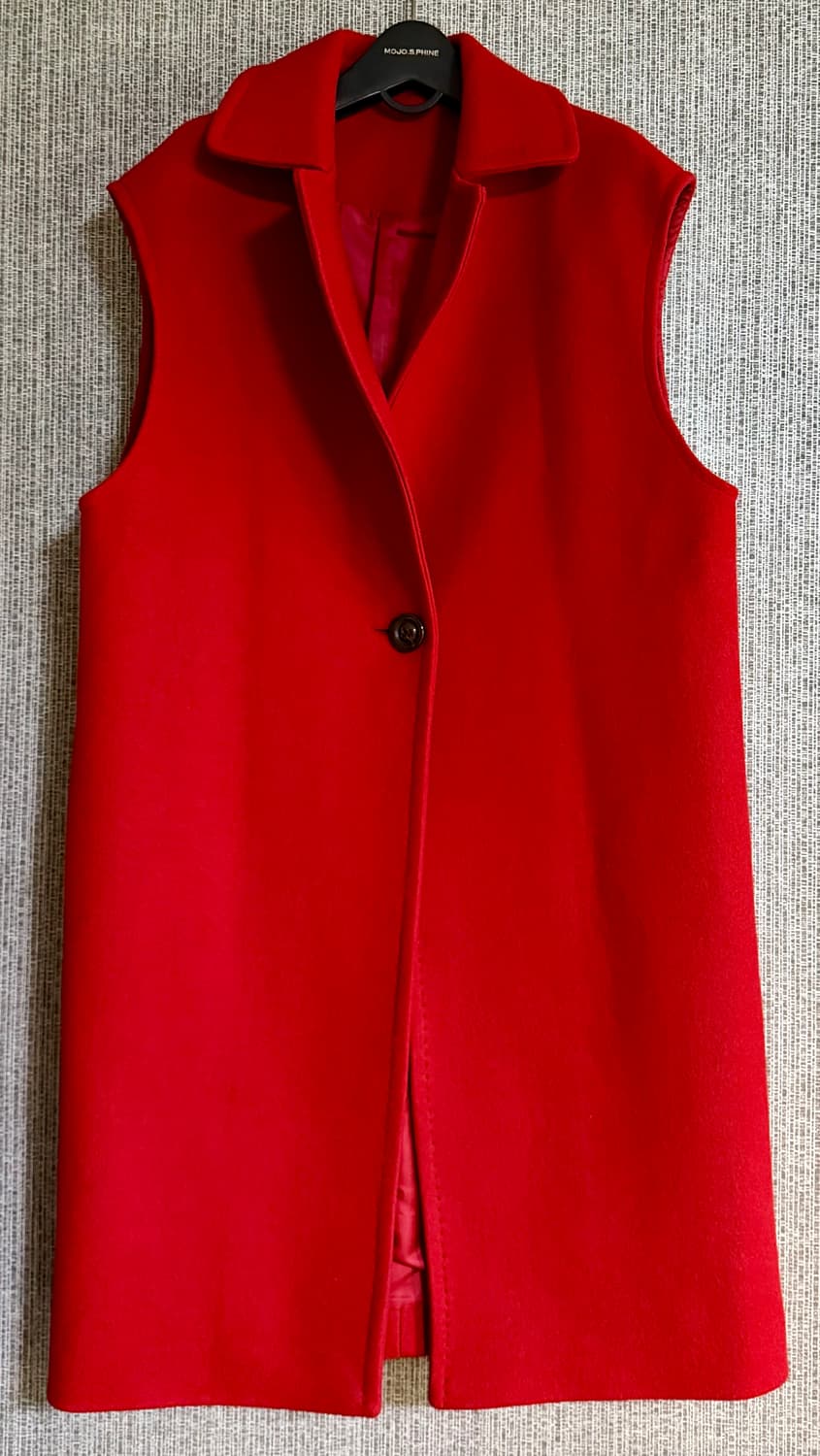 레드 싱글 버튼 조끼 베스트 롱코트 프리사이즈 크리스마스 상품이미지2