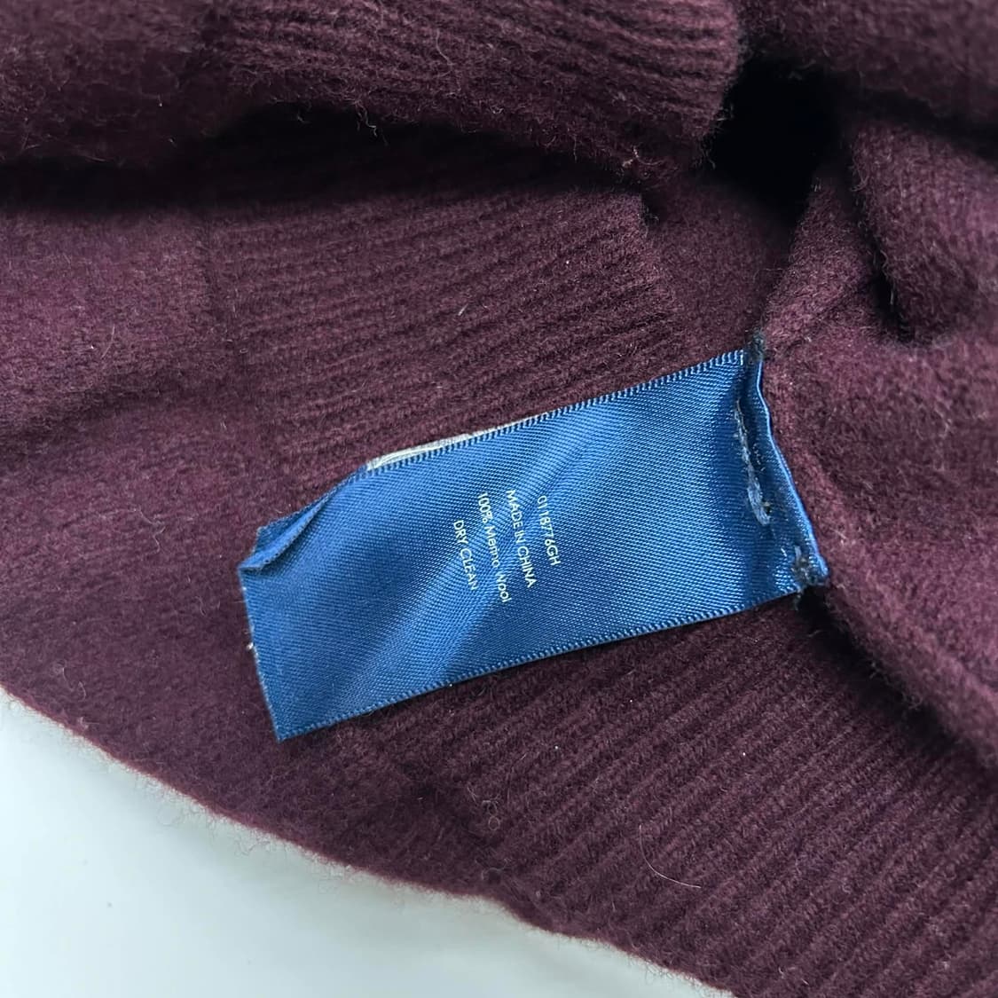 폴로 랄프로렌 버건디 램스울 100% 브이넥 걸즈 니트(M) 상품이미지5