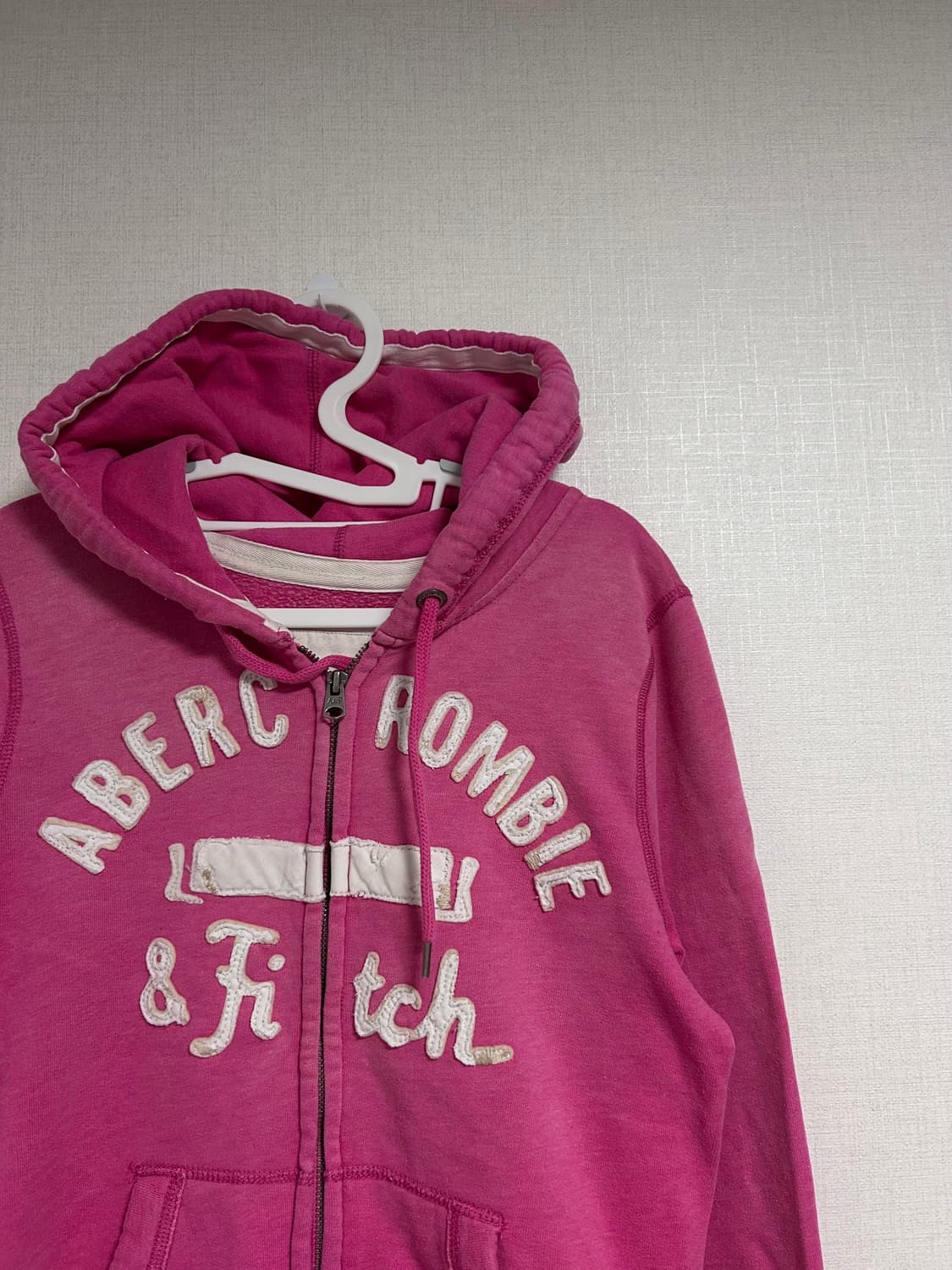 아베크롬비 y2k 기모 후드집업 핫핑크 M 상품이미지5