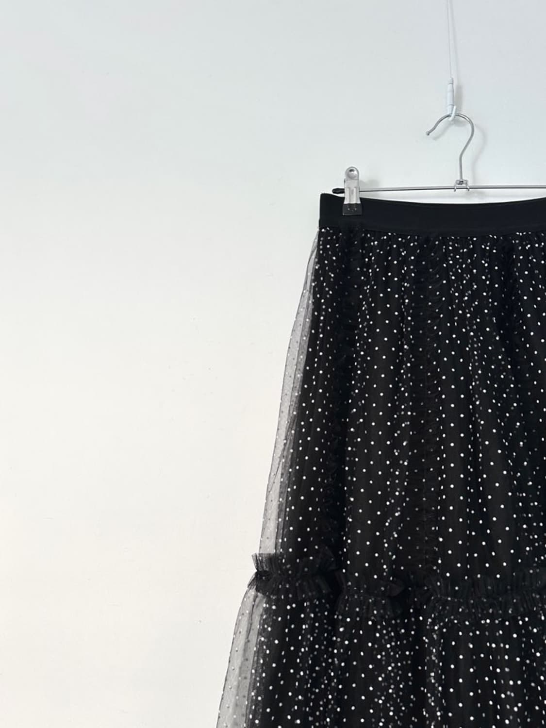 Dot frill can can sha skirt / black 상품이미지8