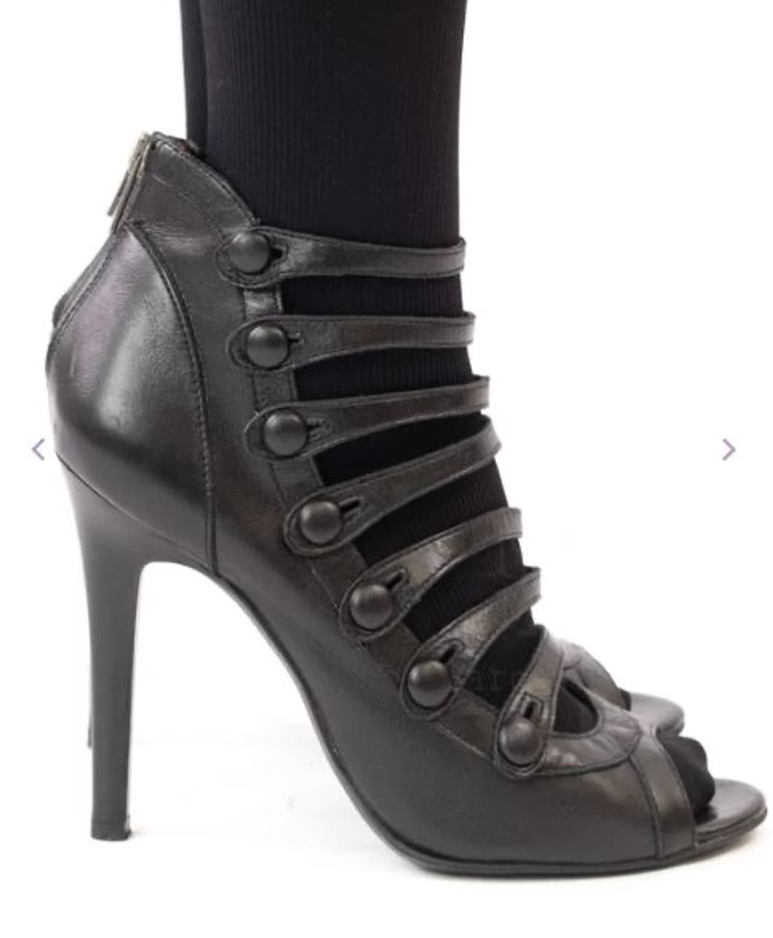 블랙 스트래피 스타일레토 피핑 토 힐 상품이미지5