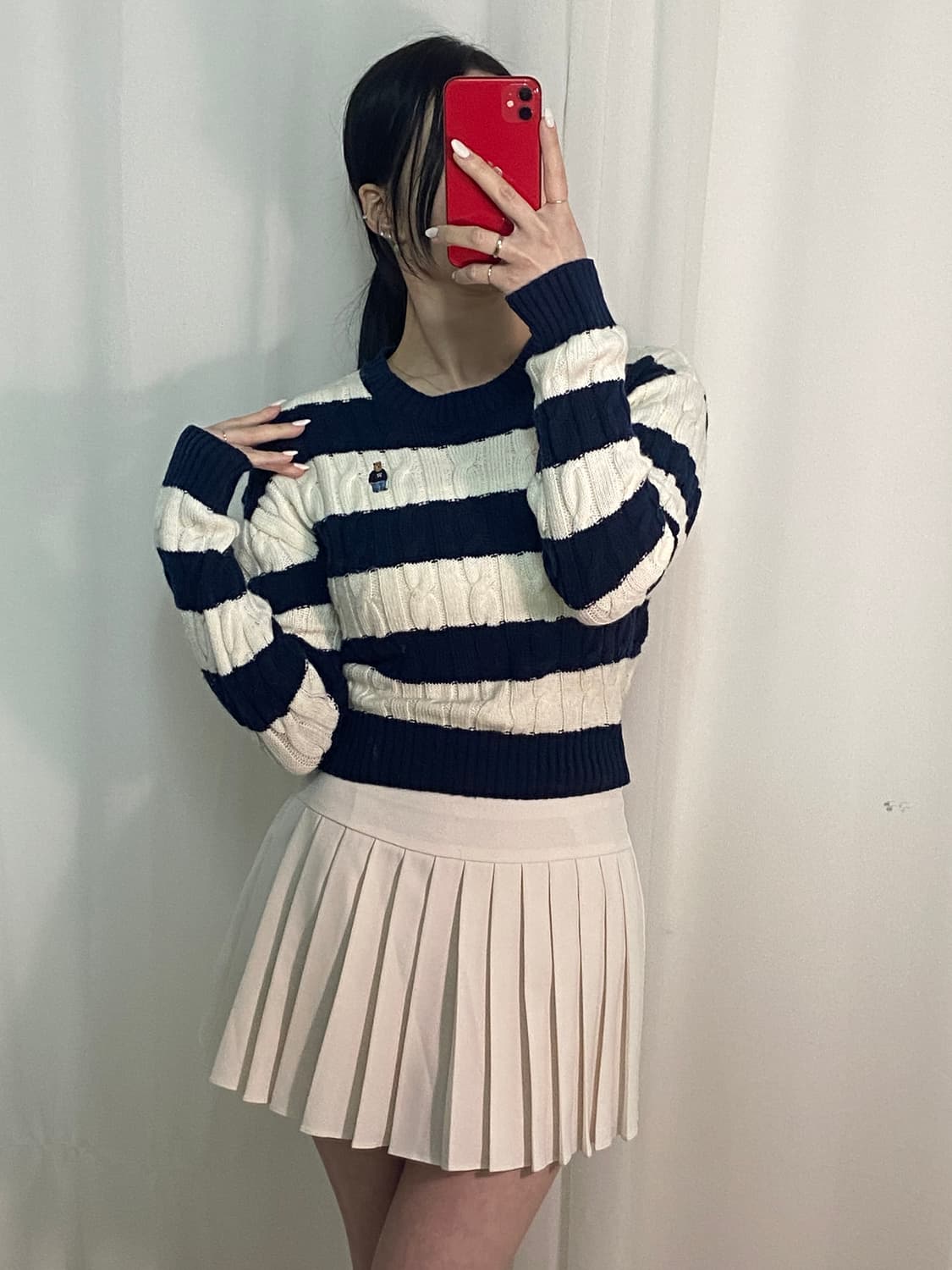 후아유 꽈배기 스트라이프 니트 상품이미지3