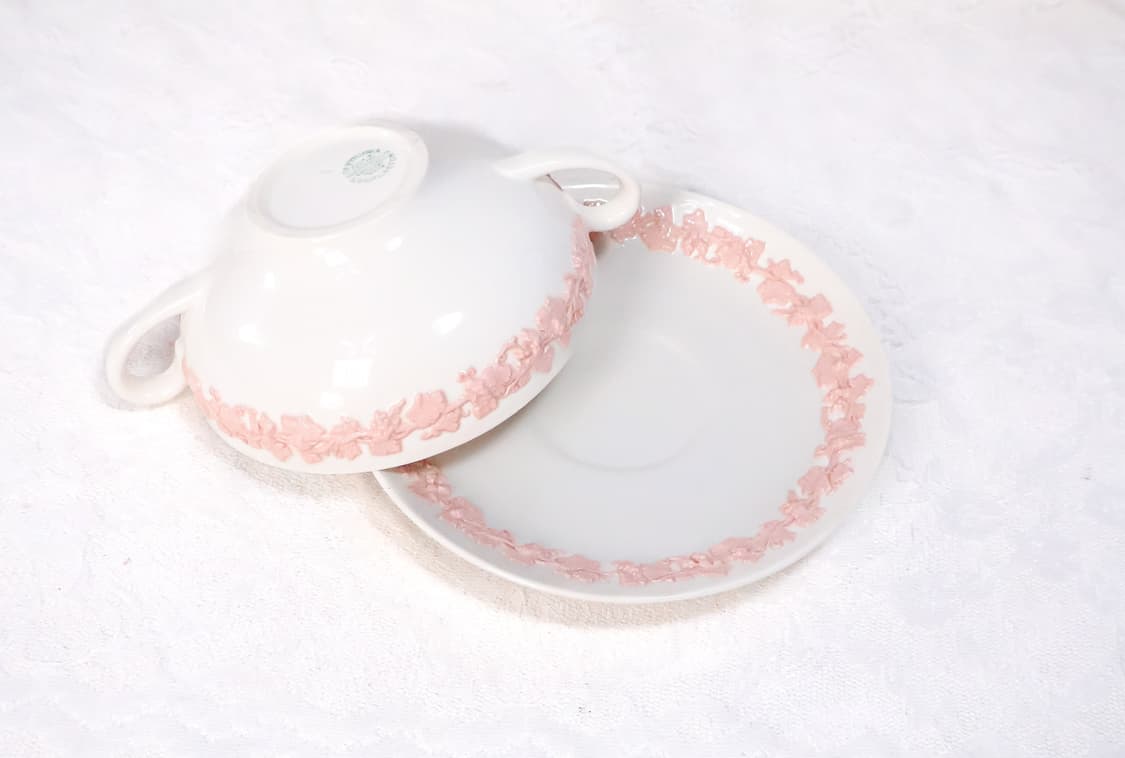 [영국앤틱]웨지우드 퀸즈웨어 핑크온크림 양손스프볼 상품이미지8