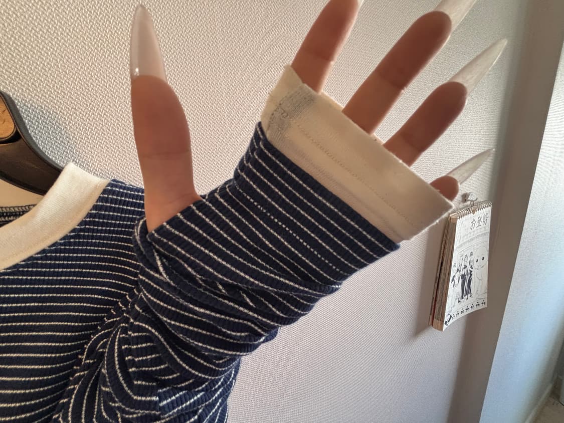 파르티멘토 우먼 스트라이프 더블레이어드 스판티셔츠 네이비 상품이미지3