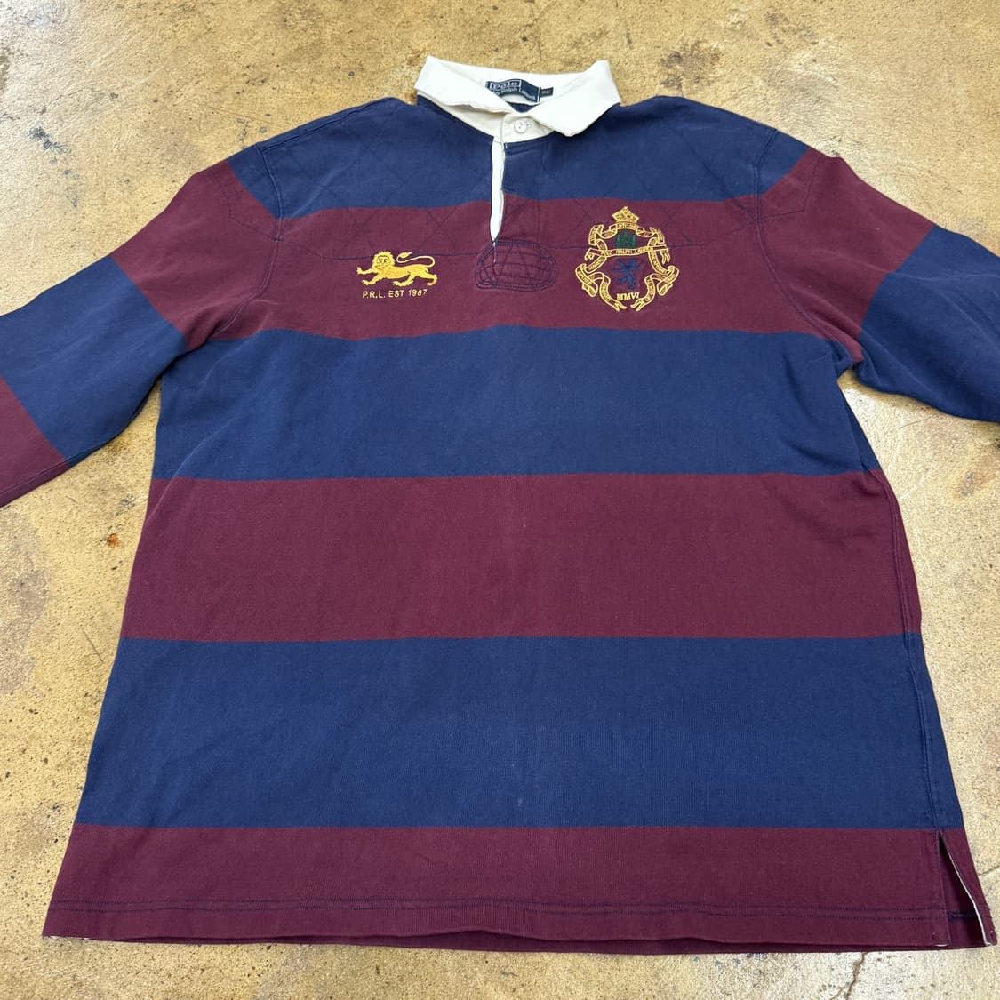 폴로 랄프로렌 네이비 버건디 카라 긴팔티  상품이미지3