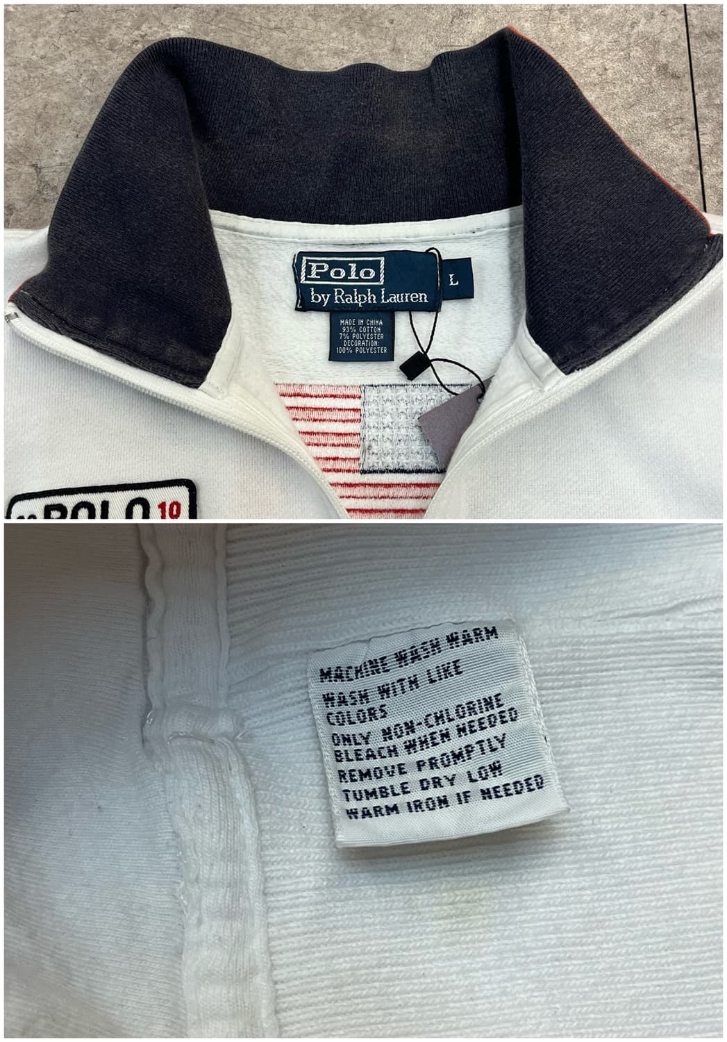 폴로 랄프로렌 USA 빅포니 반집업 맨투맨 화이트  L #csz2684 상품이미지3