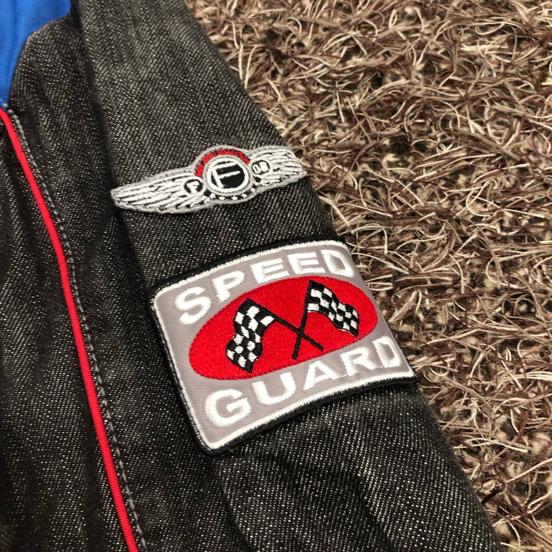 후부 데님 후디드 레이싱 바이커 자켓 상품이미지4