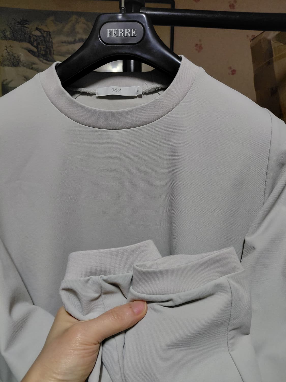 [247시리즈]오버핏 나일론 바람막이 맨투맨 S(95)사이즈 상품이미지8