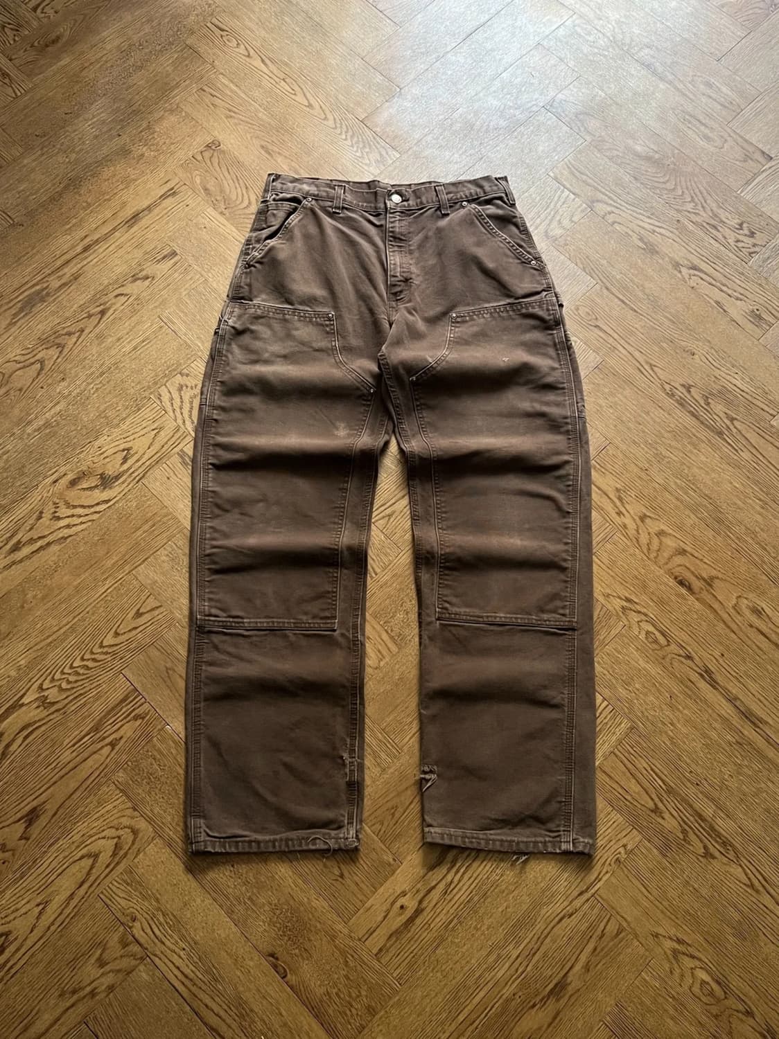 [32]칼하트 USA 덩가리핏 다크브라운 더블니 워크 팬츠 상품이미지1