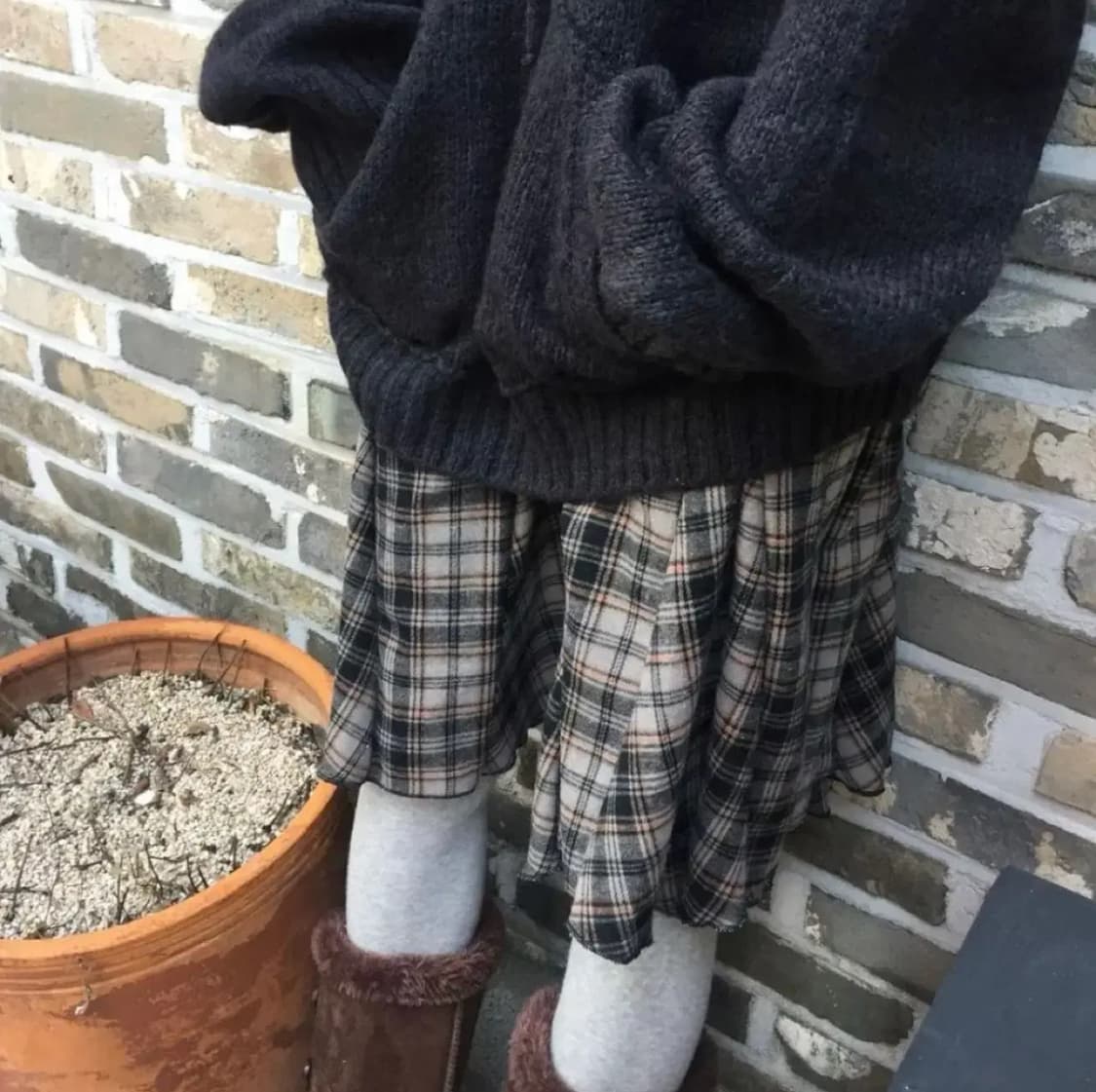 모래하우스 레이어드 훌 체크 스커트 베이지 상품이미지3