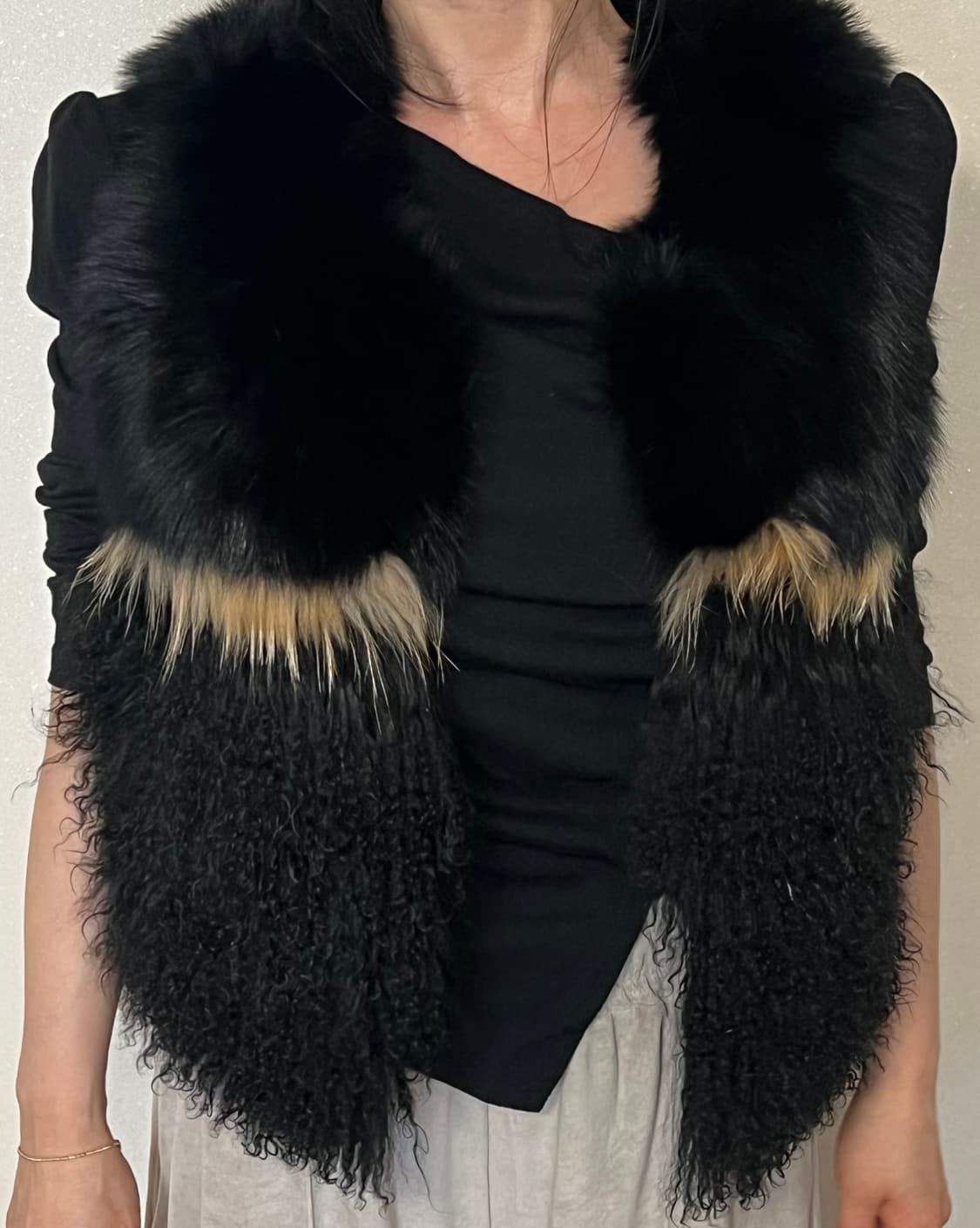 [EVITA] 폭스 & 양털 믹스 조끼 상품이미지1