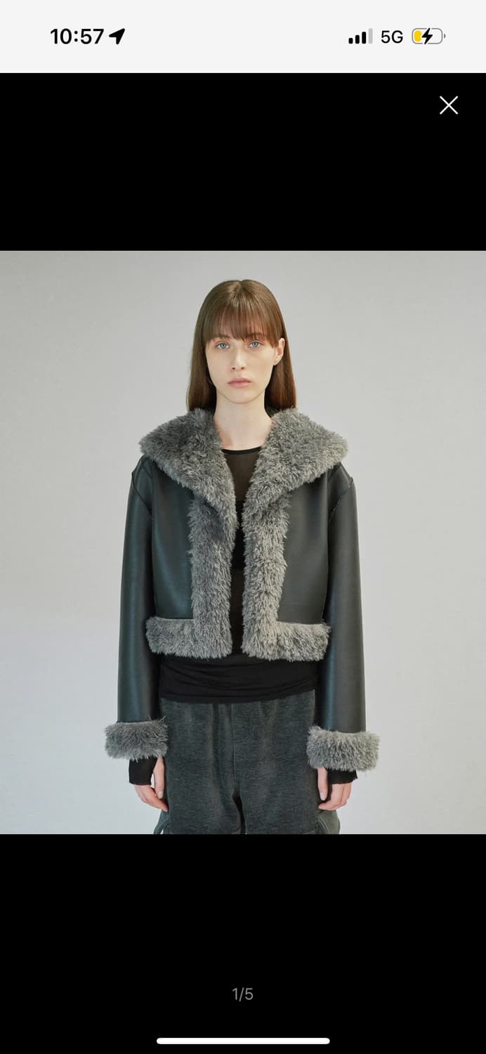 다이애그널 리버시블 무스탕 자켓 그레이 상품이미지1