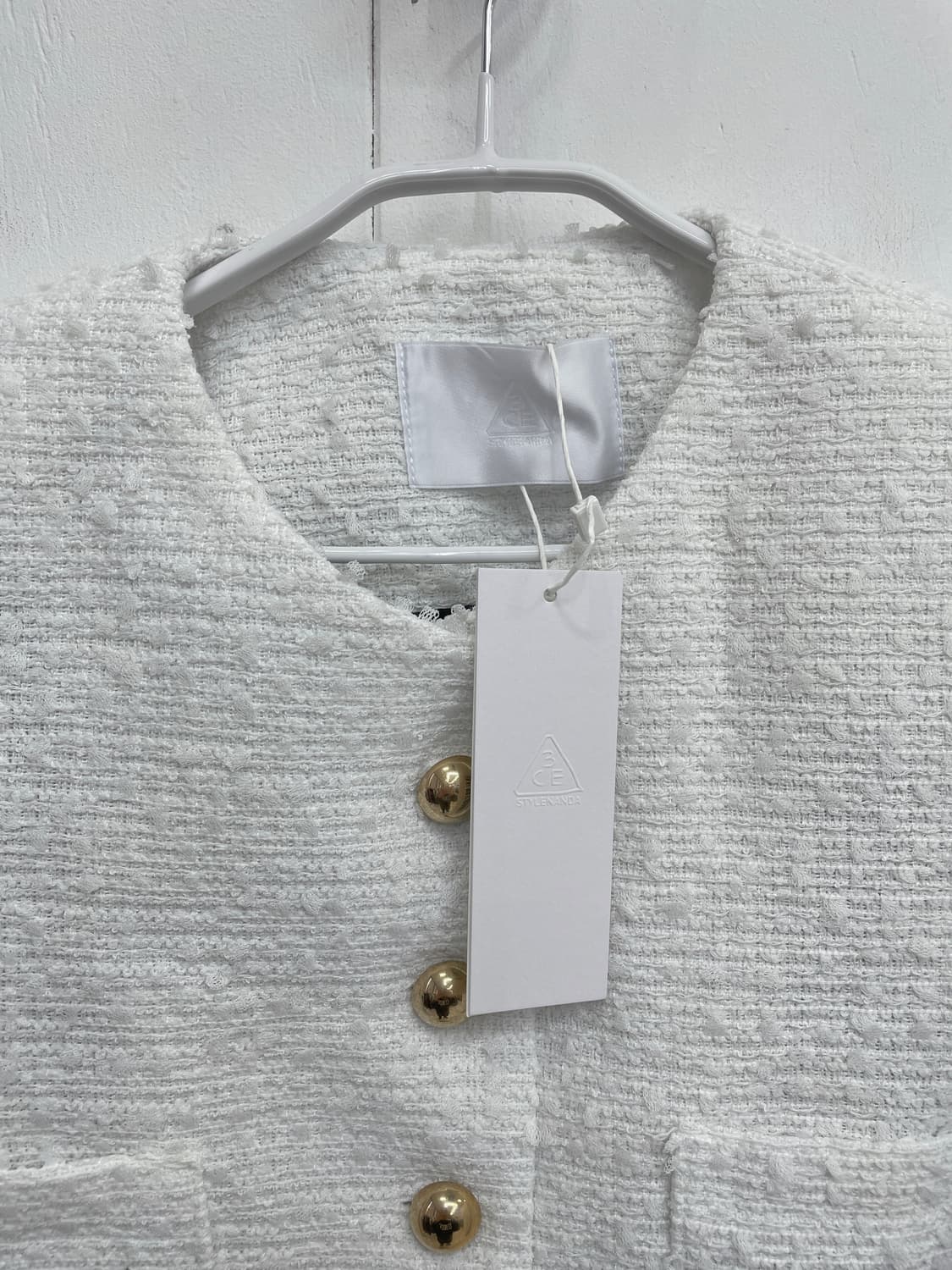 스타일난다(STYLENANDA) 노칼라 트위드 자켓 상품이미지6