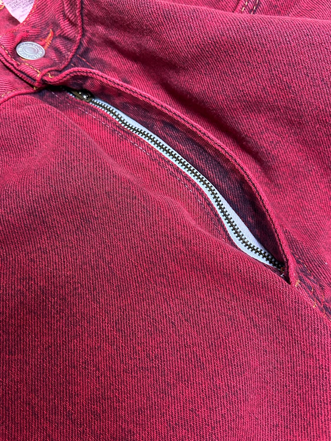 리바이스 550 90s USA 가먼트 다잉 버건디 데님팬츠 상품이미지5