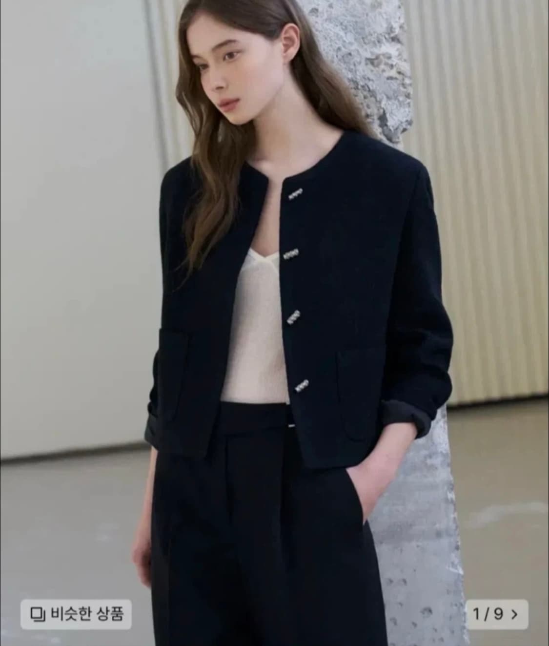 드로우핏 우먼 버튼 트위드 자켓 블랙 FREE 새상품 상품이미지1