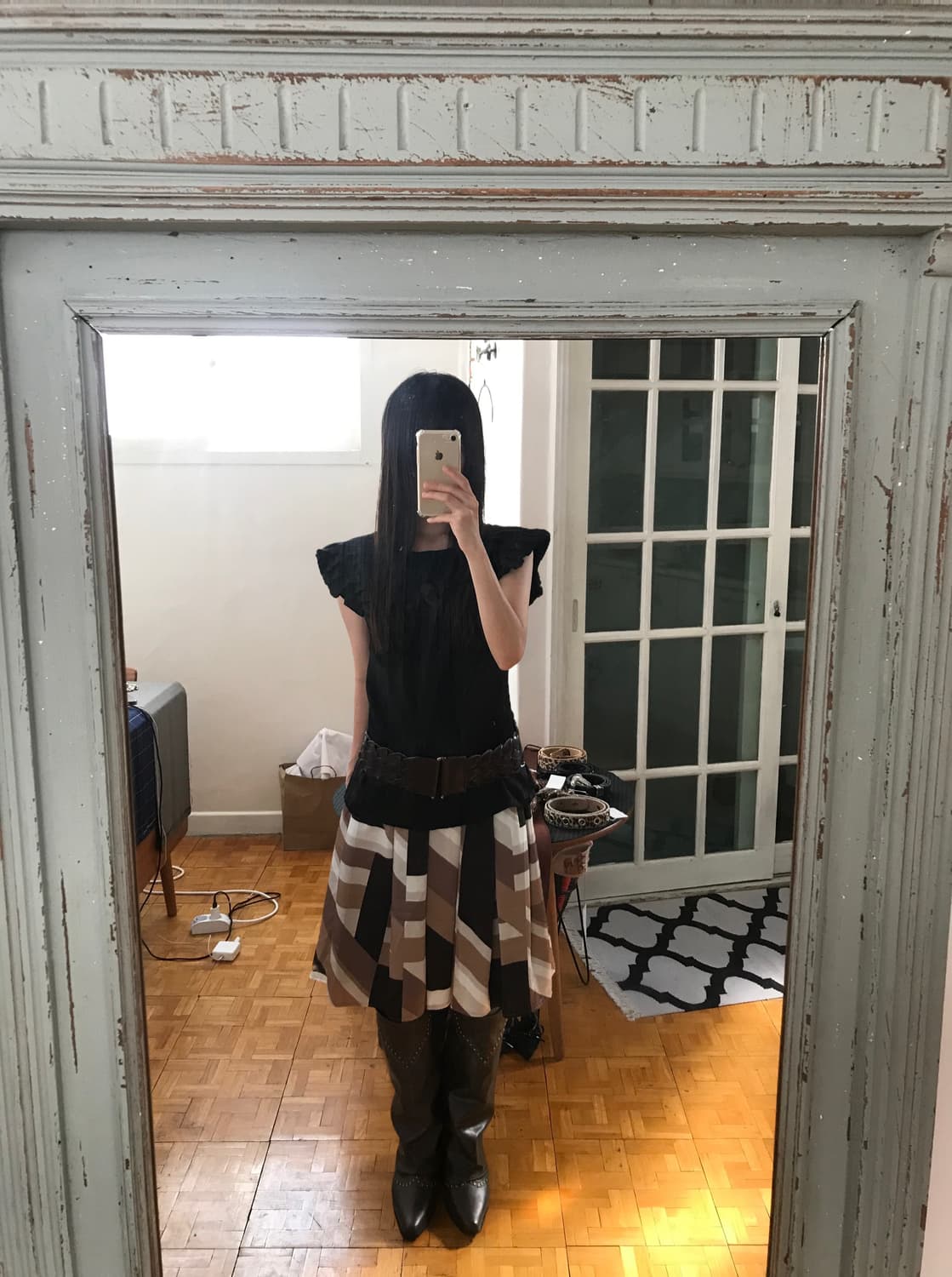 vintage black frill blouse 상품이미지4