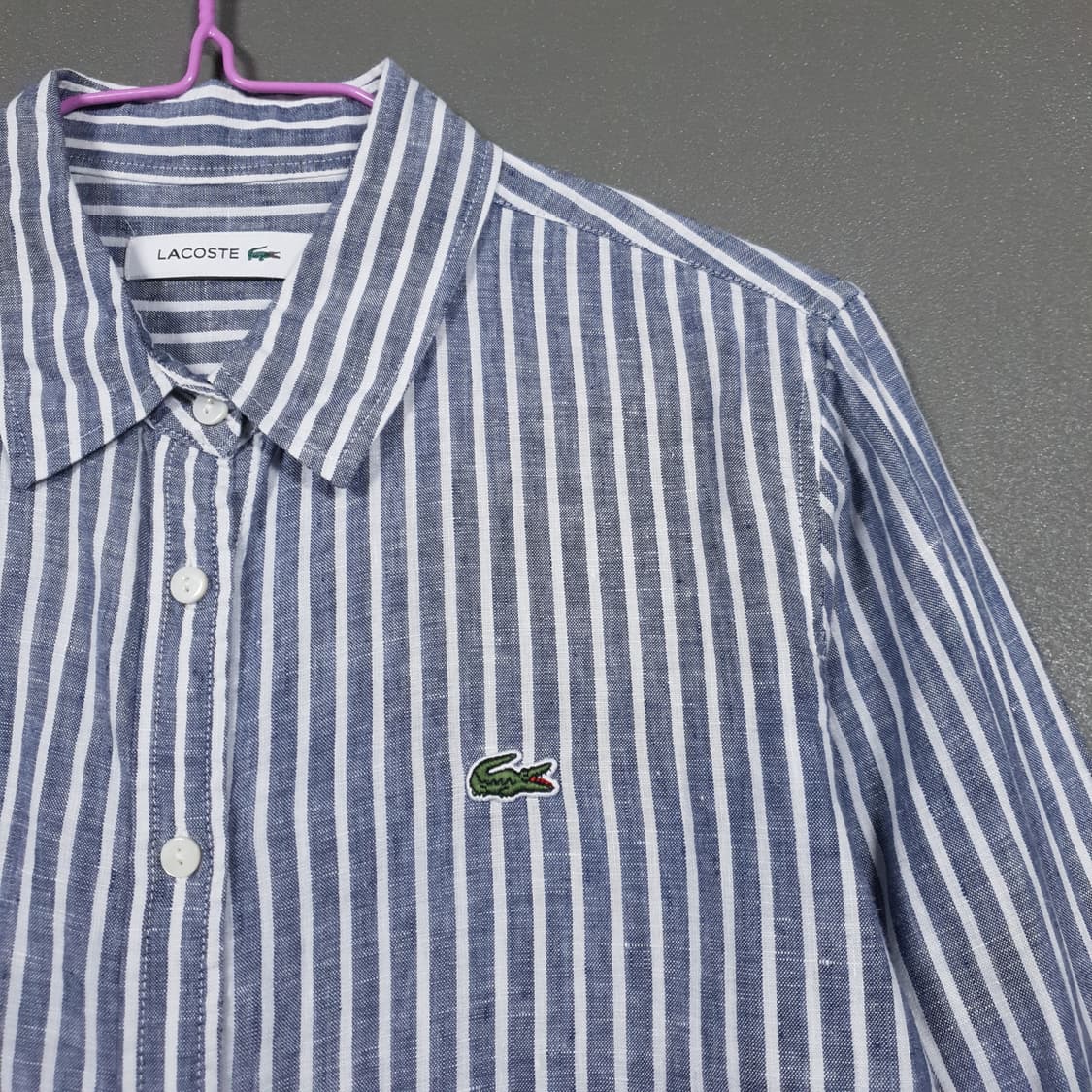 여성 95) 라코스테 신형 24ss 스트라이프 린넨 마 셔츠 남방 66 상품이미지5