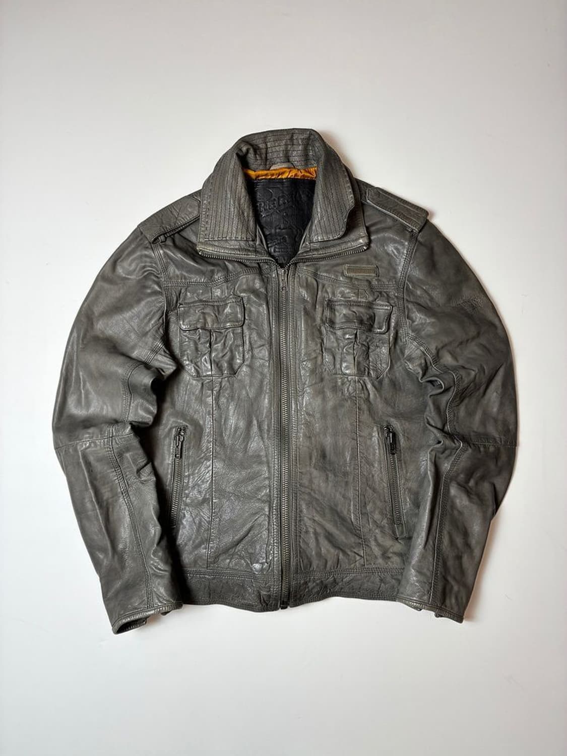 슈퍼드라이 00's 소가죽 유틸리티 하이넥 소가죽 자켓 PN8672 상품이미지1