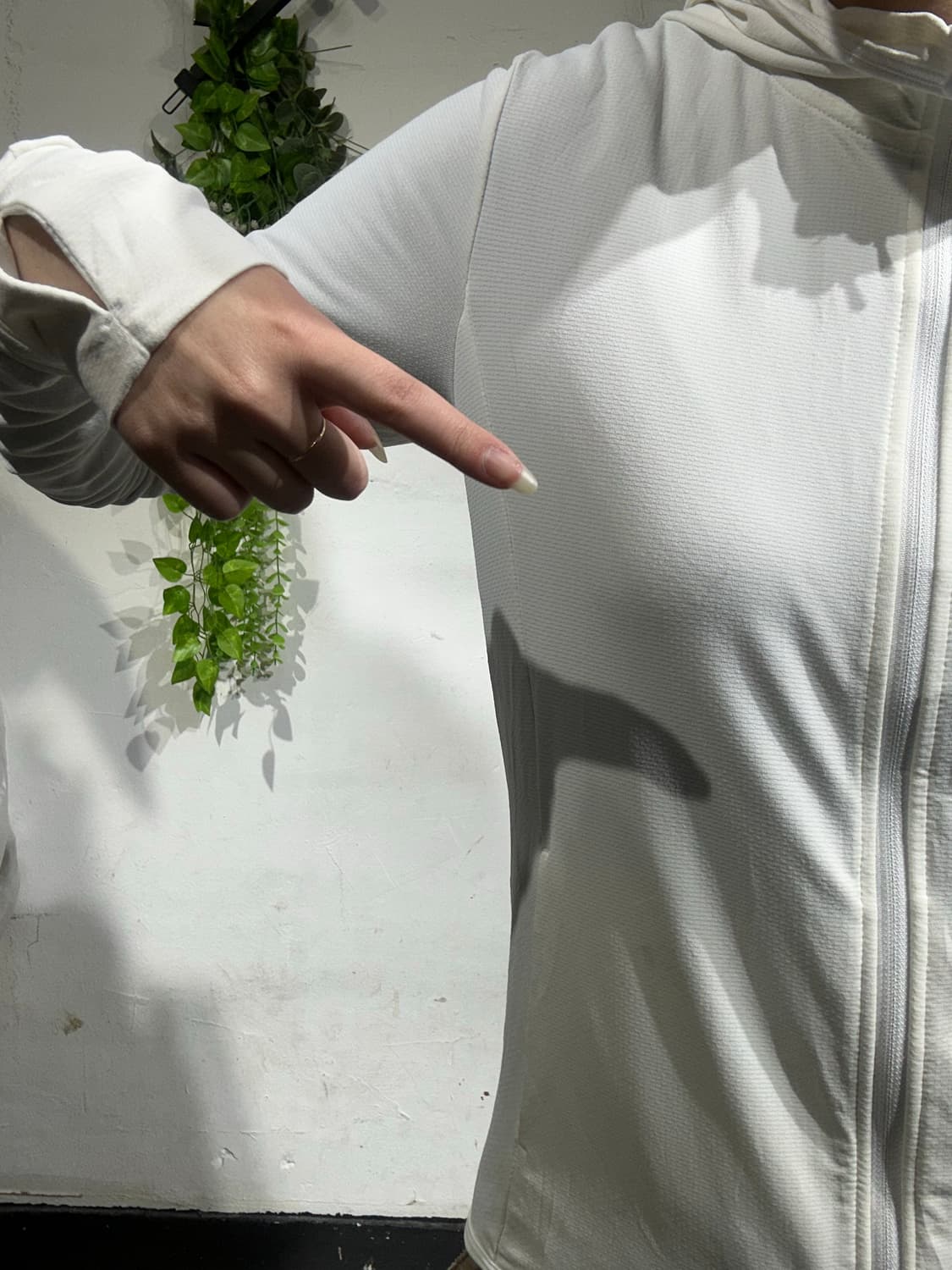 일본 빈티지 화이트 딱붙핏 후드 집업 트랙탑 져지 S 상품이미지4