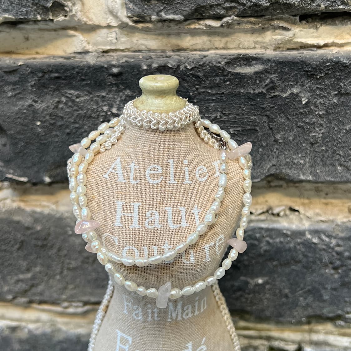 925실버 로즈쿼츠+밥풀진주 목걸이 상품이미지1