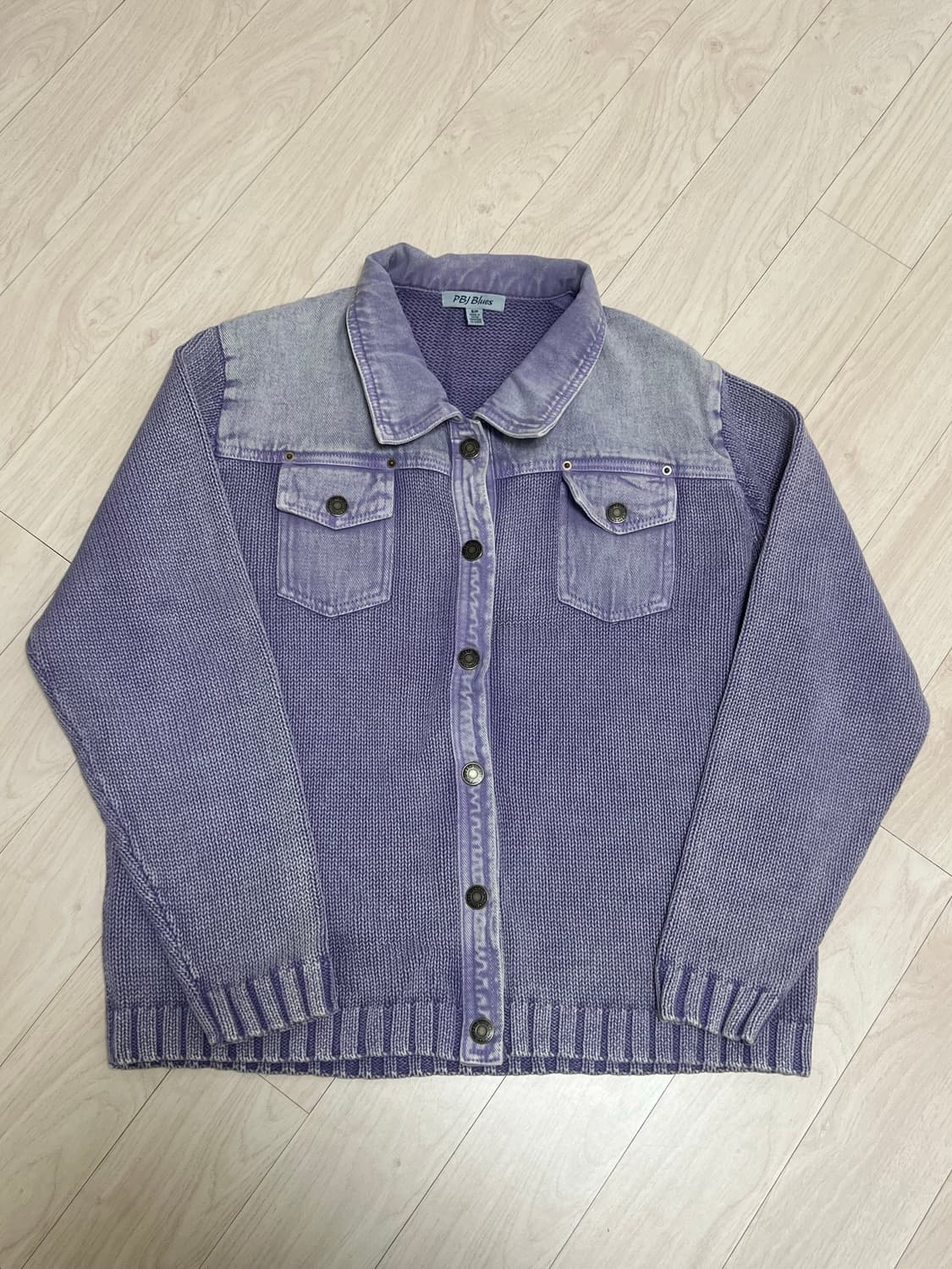 PBJ blues 데님 스웨터 자켓 퍼플 상품이미지1